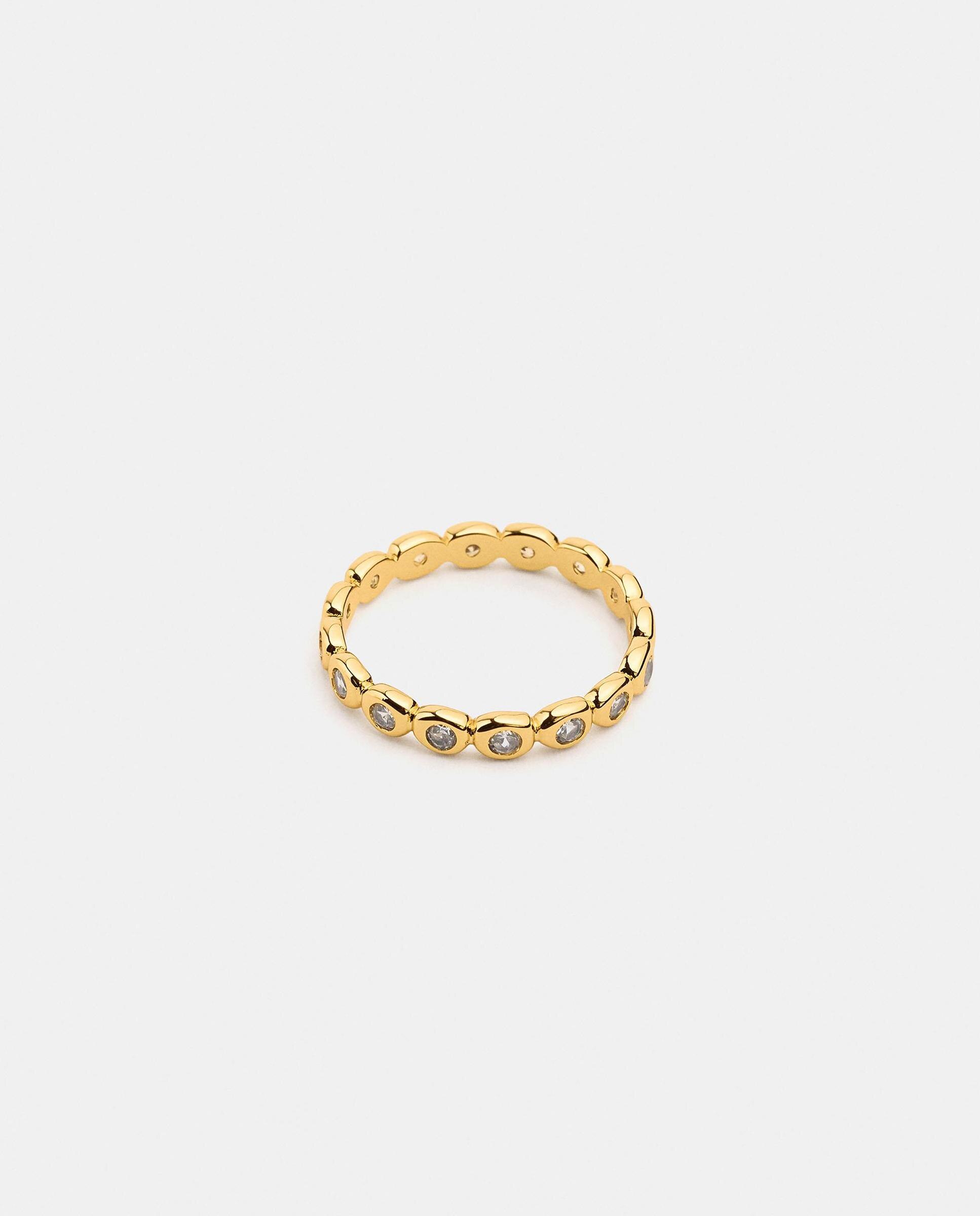 Anillo con circonitas bañado en oro de 18 k - Parfois - Blanco Blanco-3