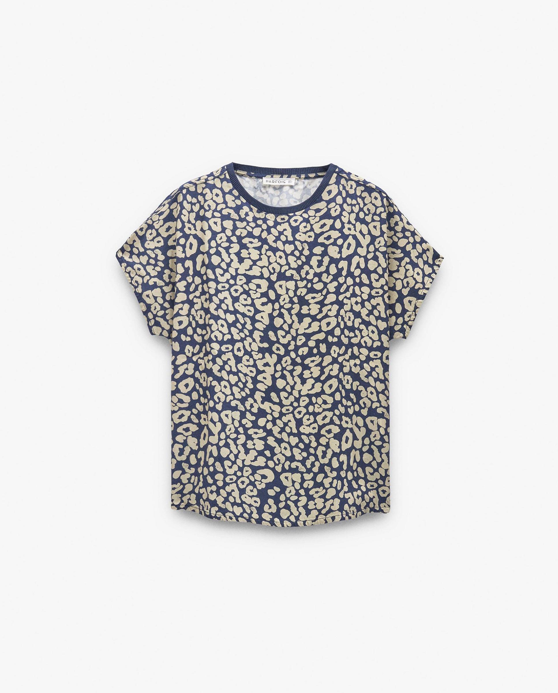 Camiseta de mujer 100% liocel de manga corta con estampado animal print - Parfois - Multicolor Multicolor-7