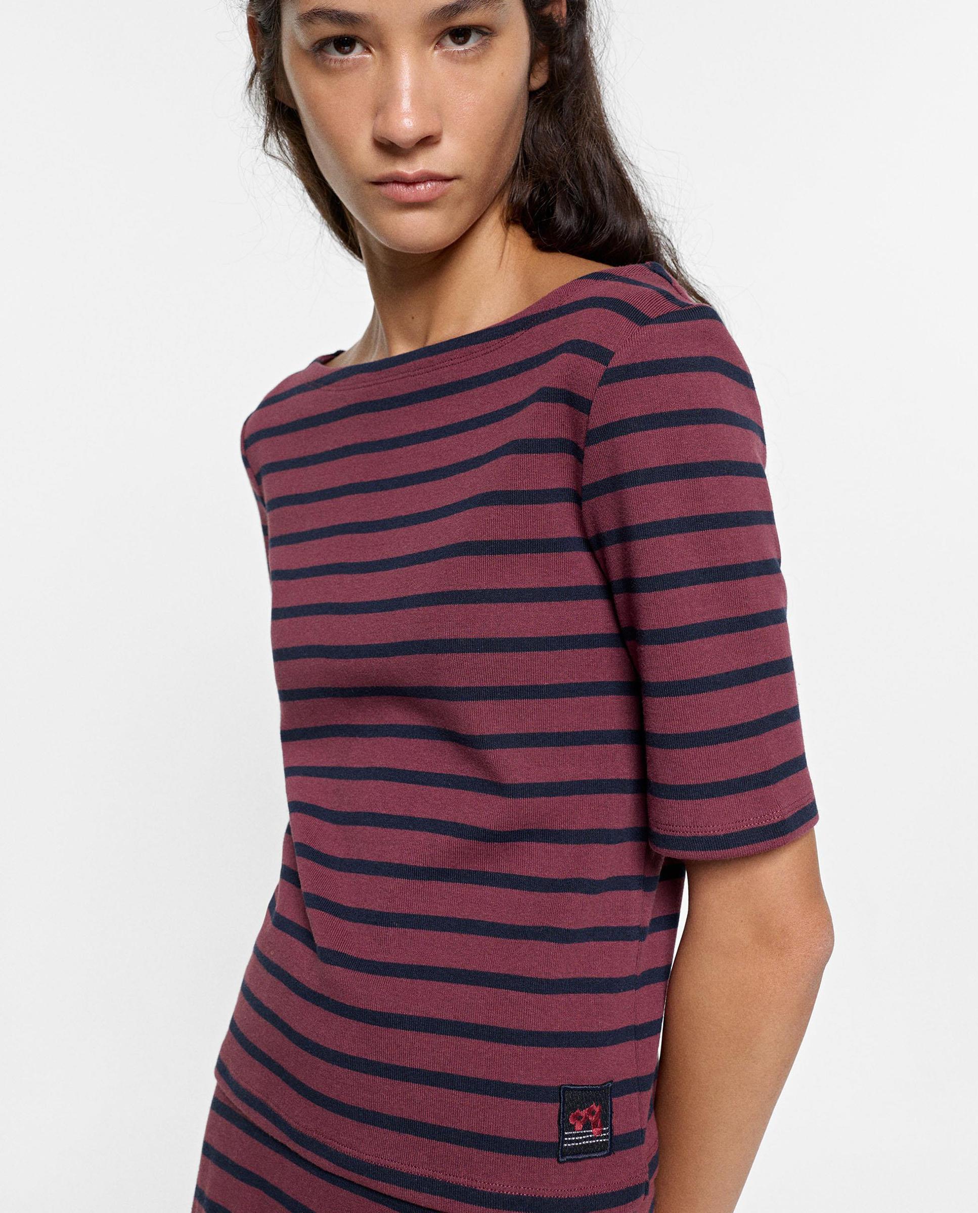 Camiseta de mujer 100% algodón de manga corta con estampado de rayas - Parfois - Multicolor Multicolor-1