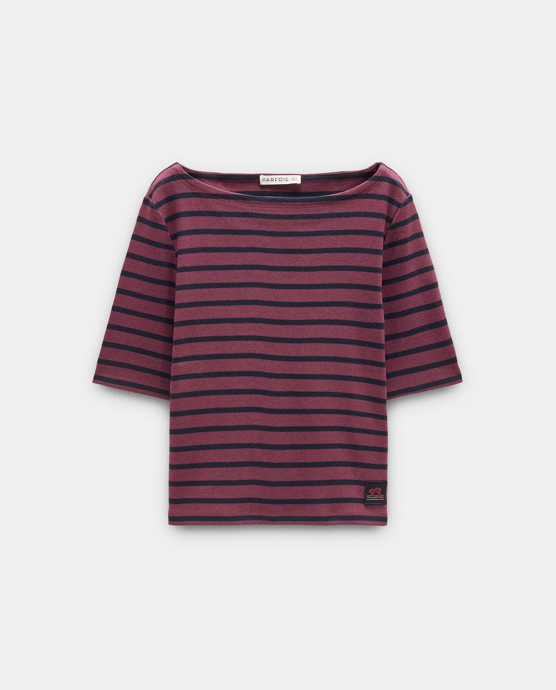 Camiseta de mujer 100% algodón de manga corta con estampado de rayas - Parfois - Multicolor Multicolor-6