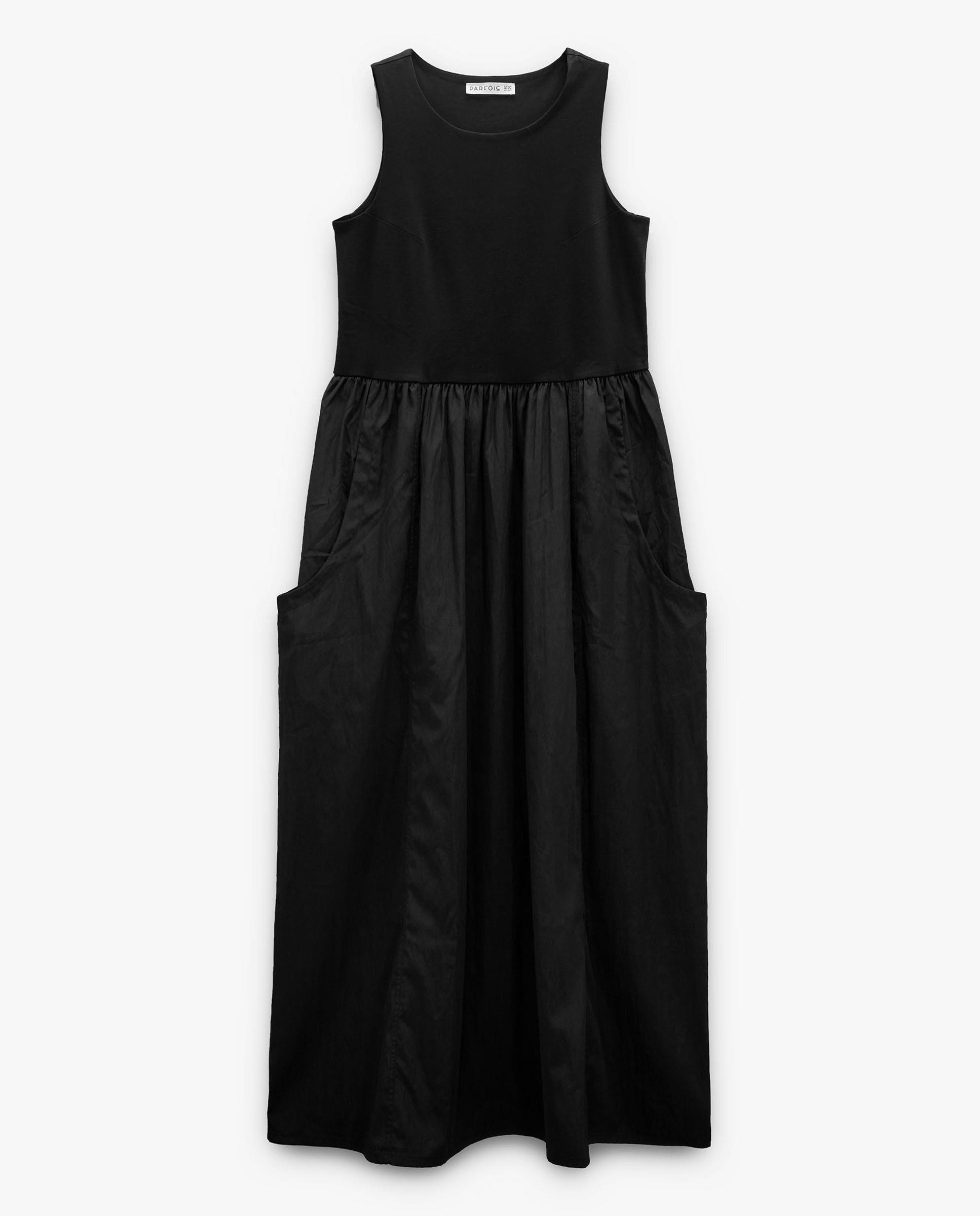 Vestido largo sin mangas en liso - Parfois - Negro Negro-6