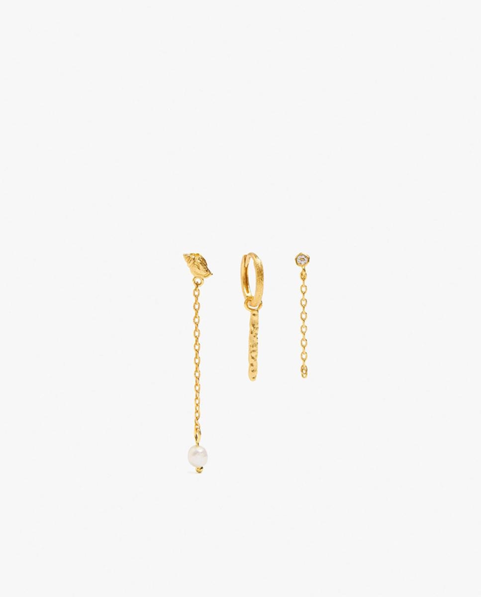 Pack de pendientes con circonitas y eslabones - Parfois - Dorado Dorado-1