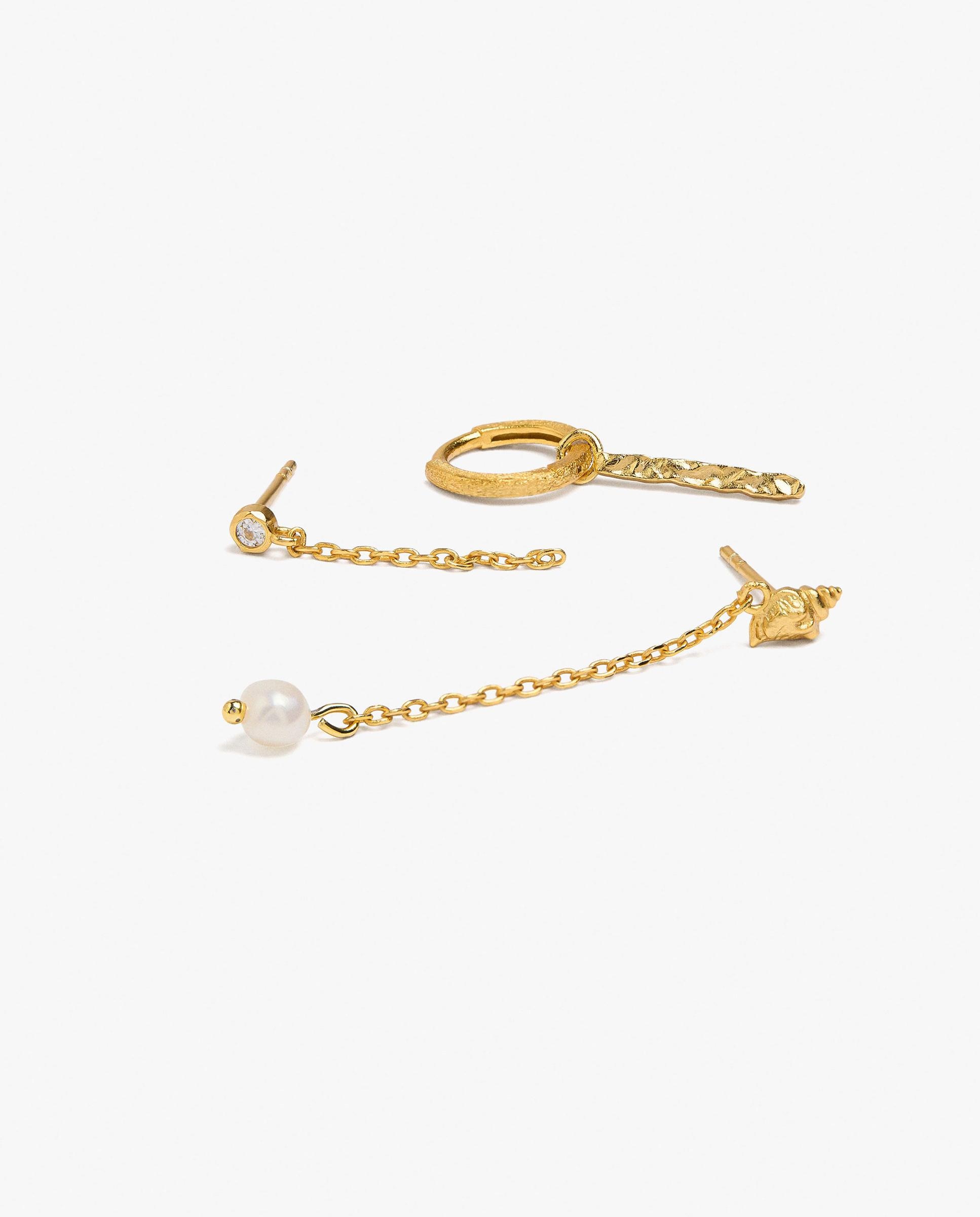 Pack de pendientes con circonitas y eslabones - Parfois - Dorado Dorado-2
