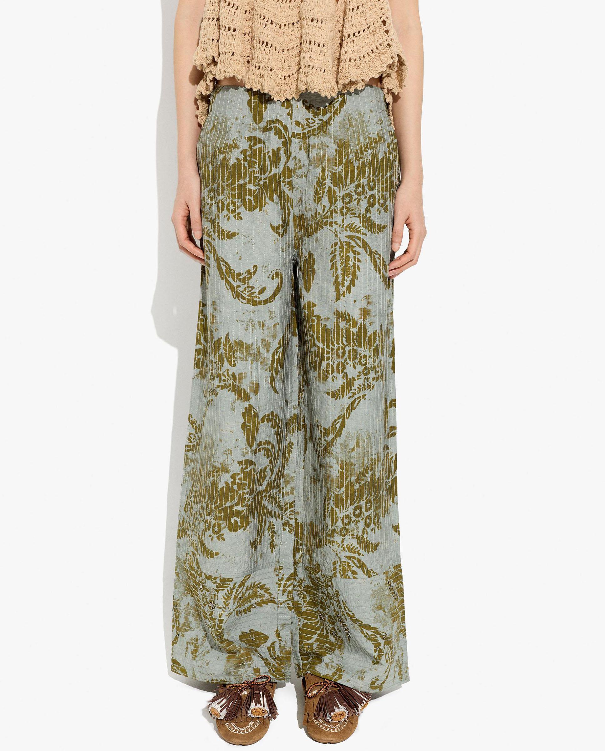 Pantalones anchos de mujer con estampado floral - Parfois - Gris Gris-2