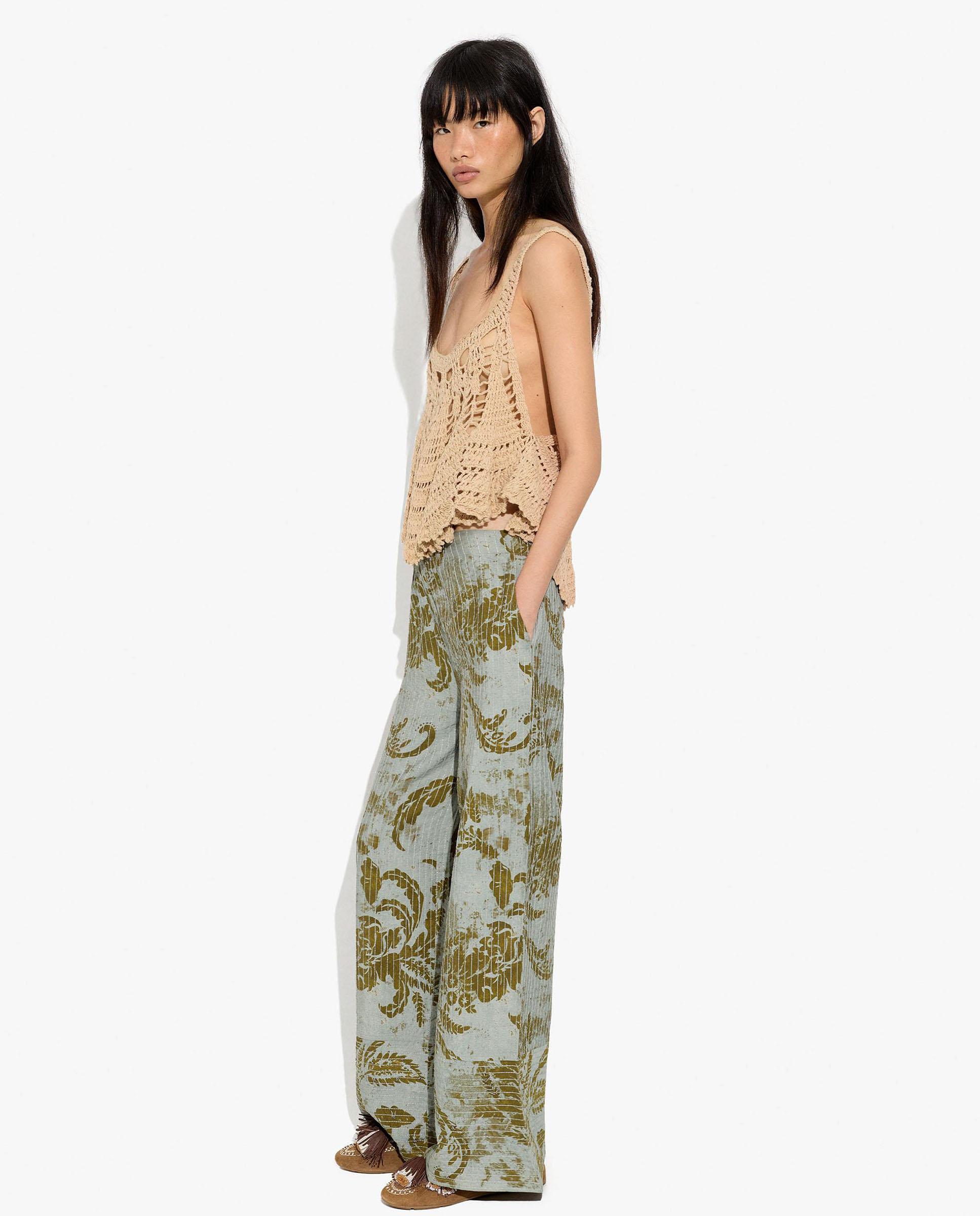 Pantalones anchos de mujer con estampado floral - Parfois - Gris Gris-3