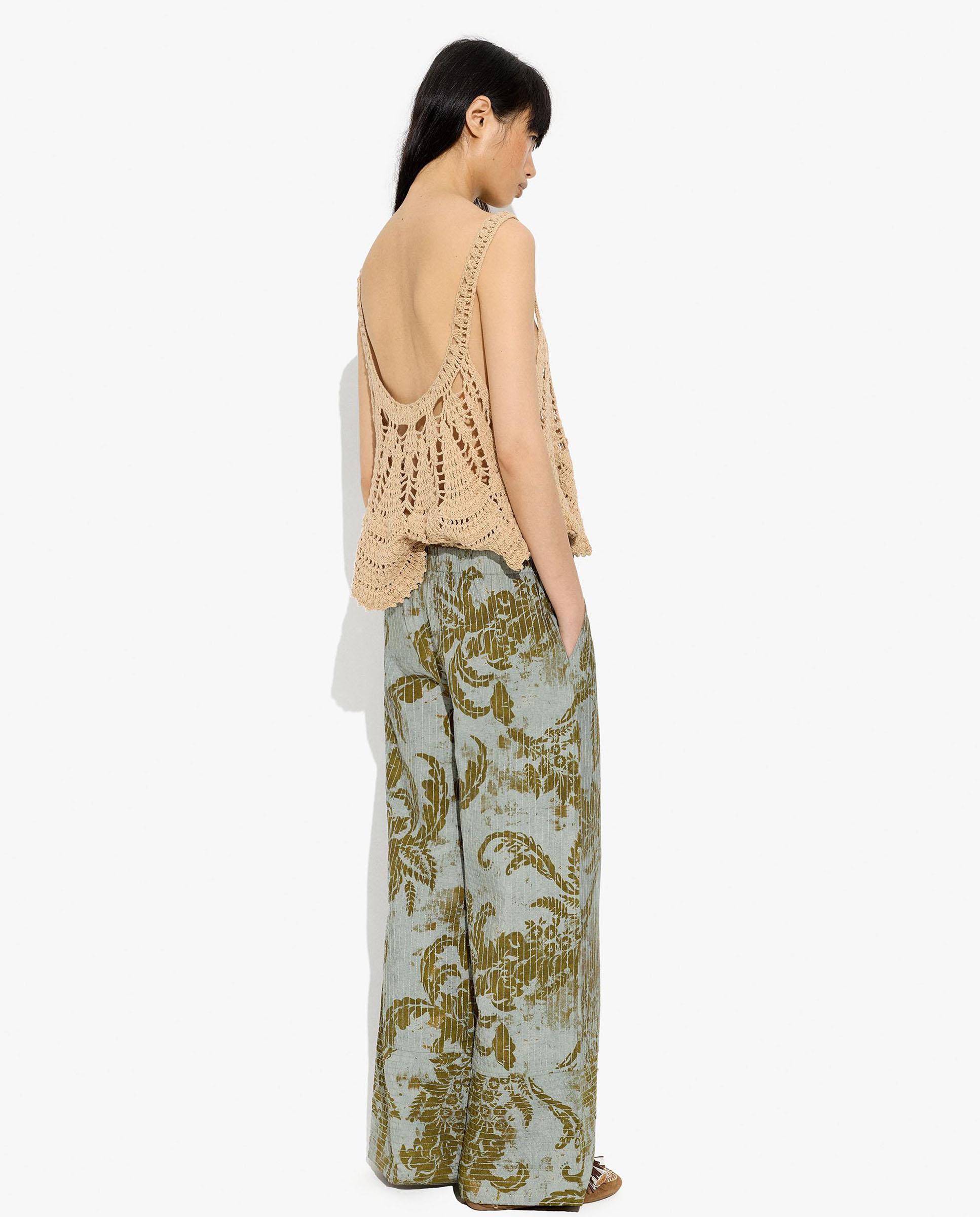 Pantalones anchos de mujer con estampado floral - Parfois - Gris Gris-4