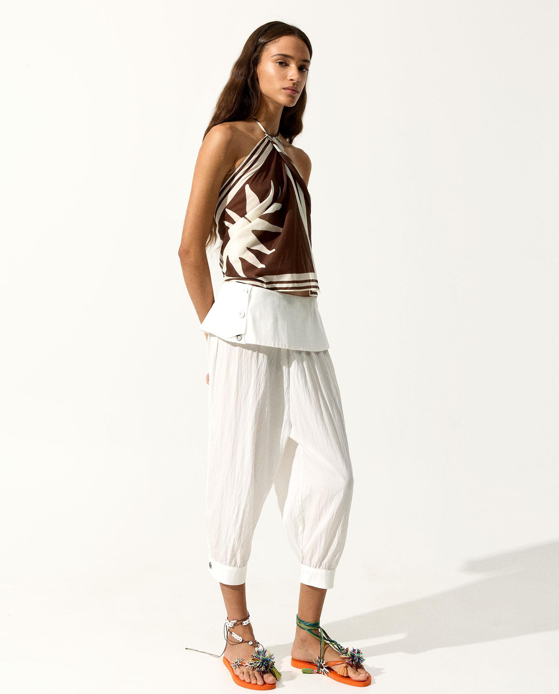 Parfois - Pantalones anchos de mujer estilo cropped abombachados en liso.