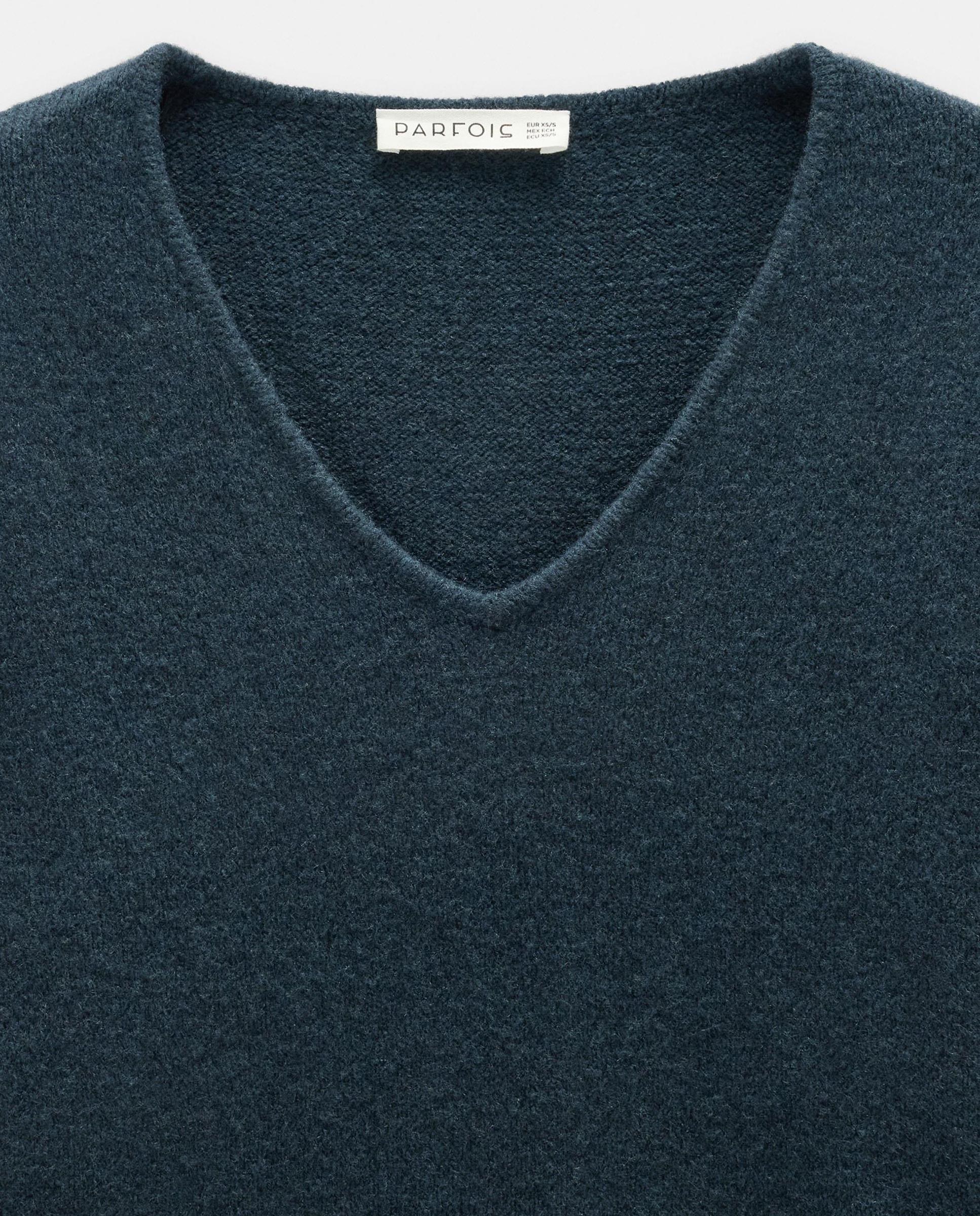 Jersey de mujer de punto de manga larga con cuello pico - Parfois - Azul Azul-5