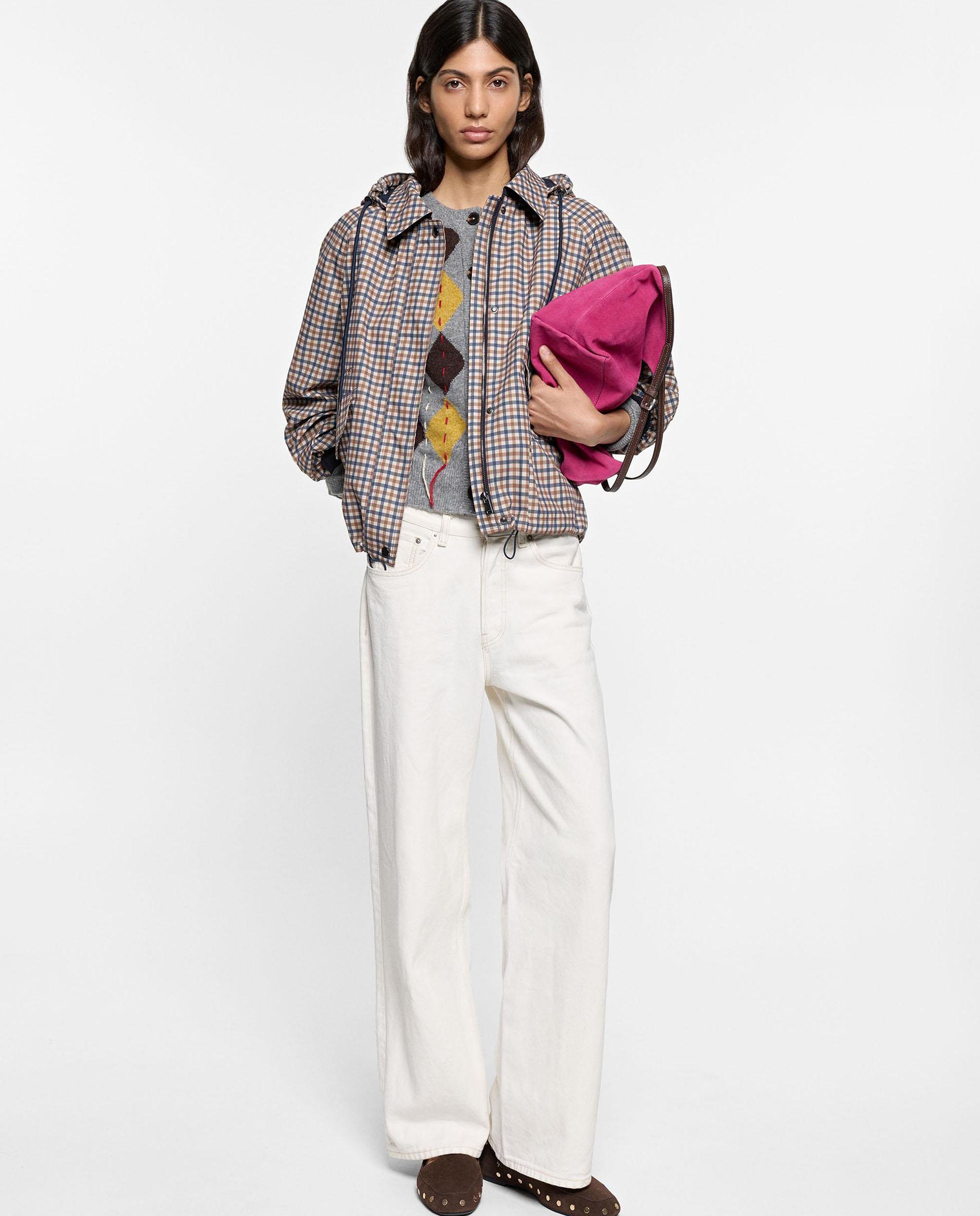 Chubasquero de mujer con capucha y estampado vichy - Parfois - Multicolor Multicolor-2