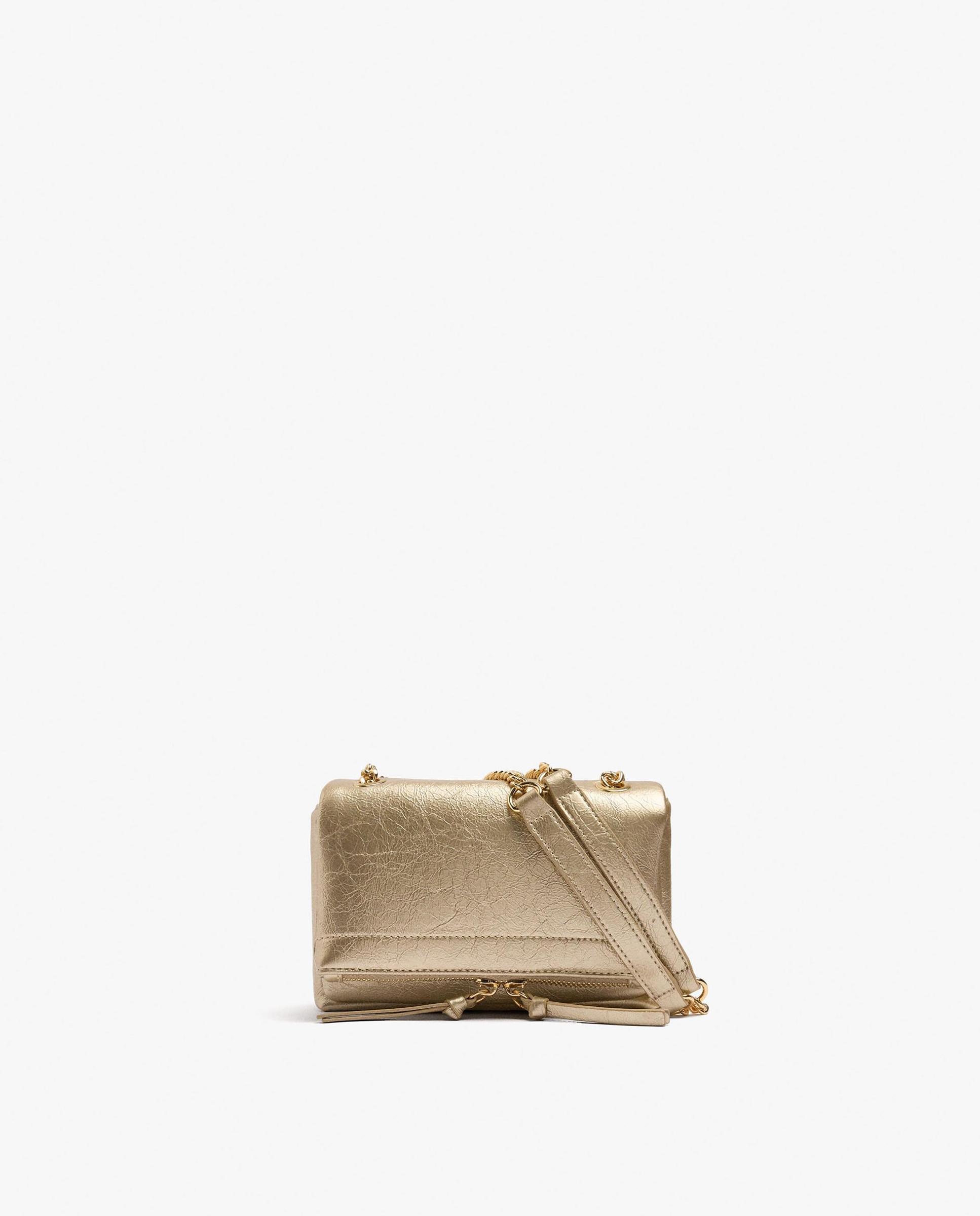 Bolso de hombro con solapa y cierre de cremallera en liso - Parfois - Oro Oro-1