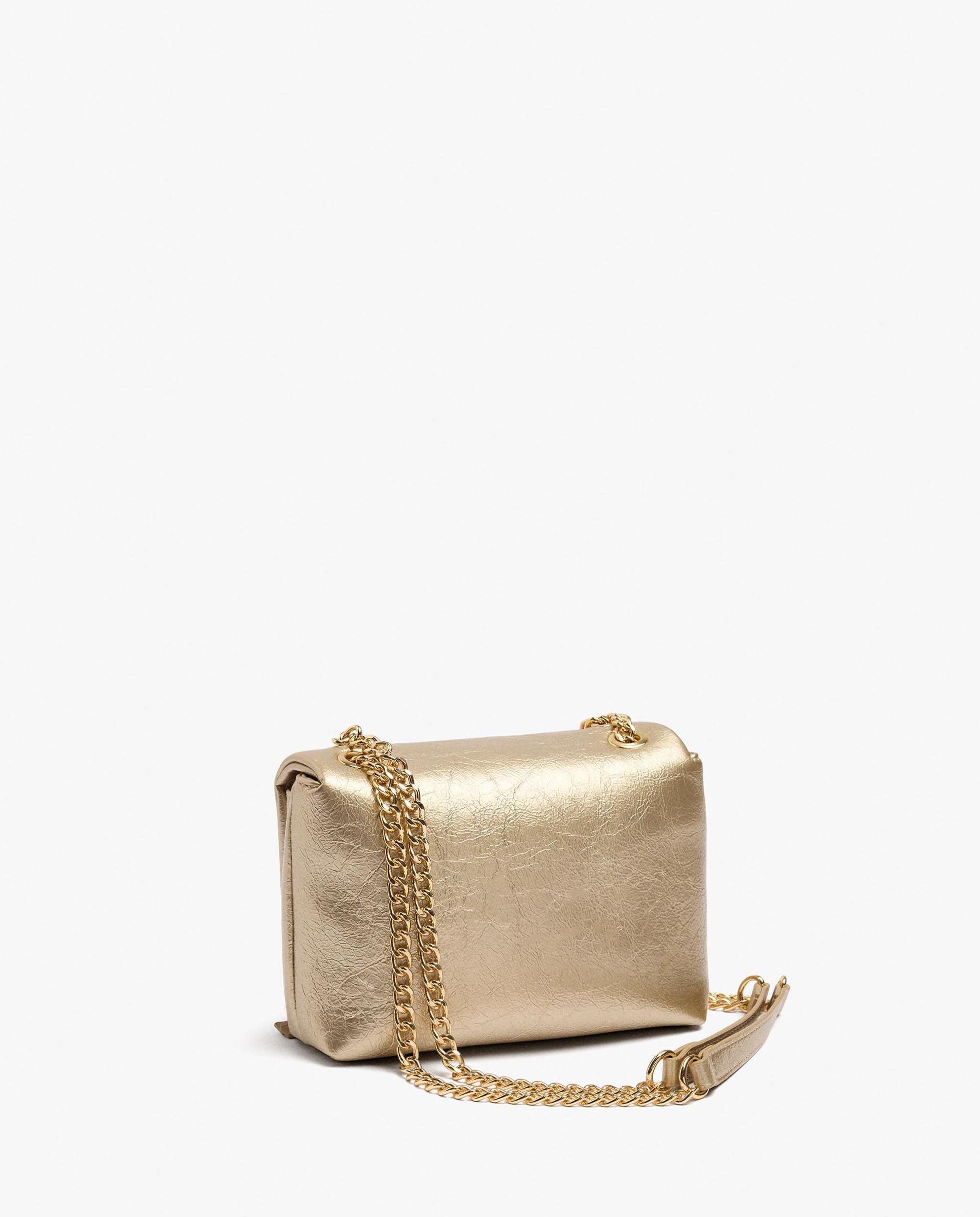 Bolso de hombro con solapa y cierre de cremallera en liso - Parfois - Oro Oro-2