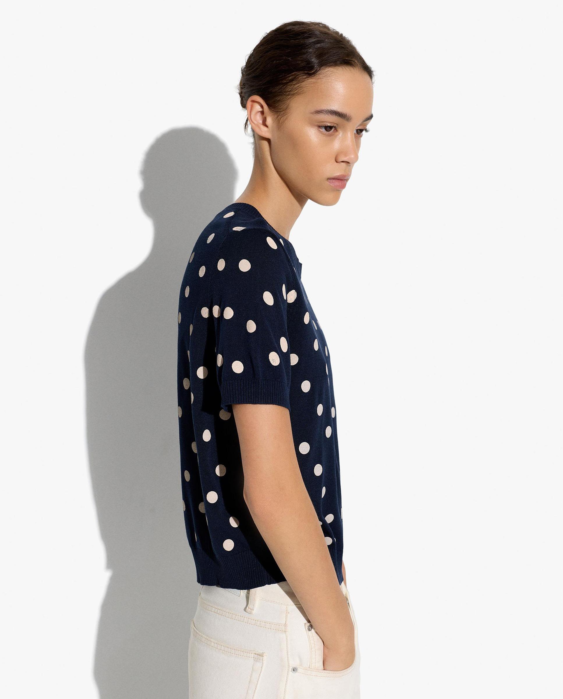 Jersey de mujer de punto de manga corta con estampado de lunares - Parfois - Azul marino Azul marino-3