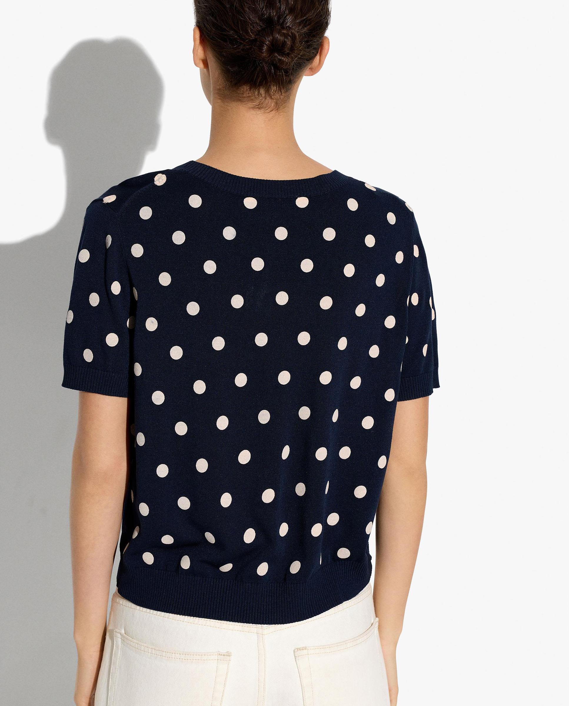 Jersey de mujer de punto de manga corta con estampado de lunares - Parfois - Azul marino Azul marino-4