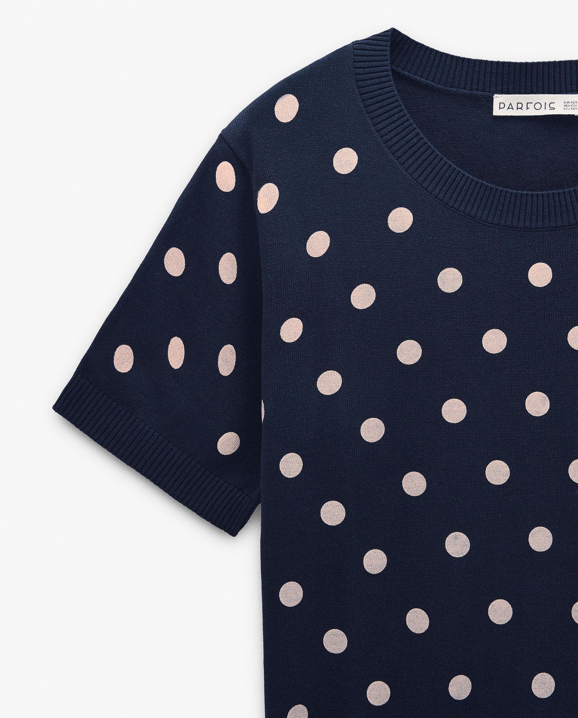 Jersey de mujer de punto de manga corta con estampado de lunares - Parfois - Azul marino Azul marino-5