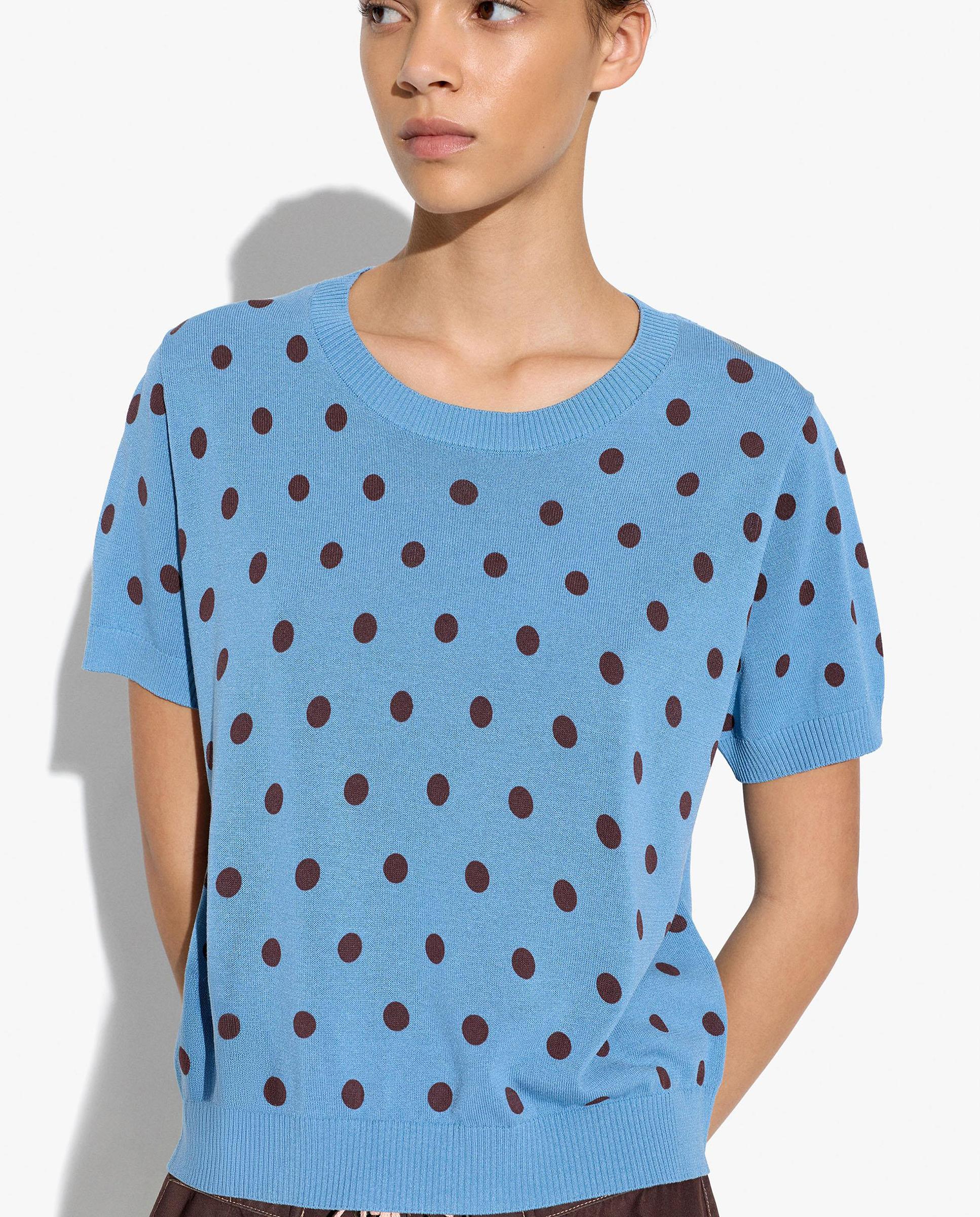 Jersey de mujer de punto de manga corta con estampado de lunares - Parfois - Azul Azul-1