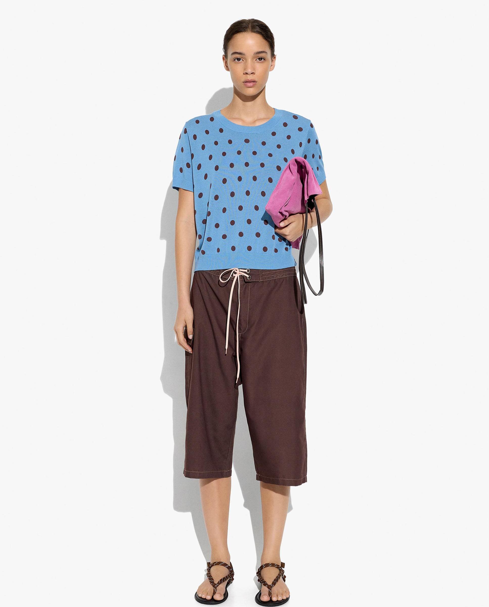 Jersey de mujer de punto de manga corta con estampado de lunares - Parfois - Azul Azul-2