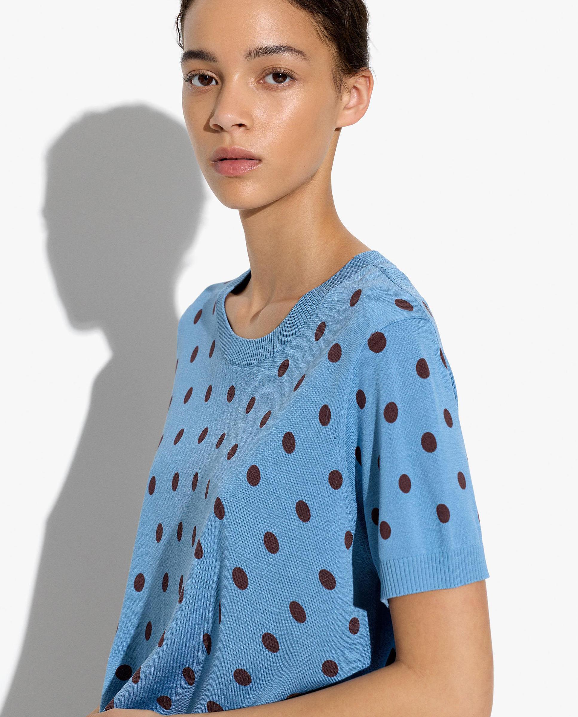 Jersey de mujer de punto de manga corta con estampado de lunares - Parfois - Azul Azul-3