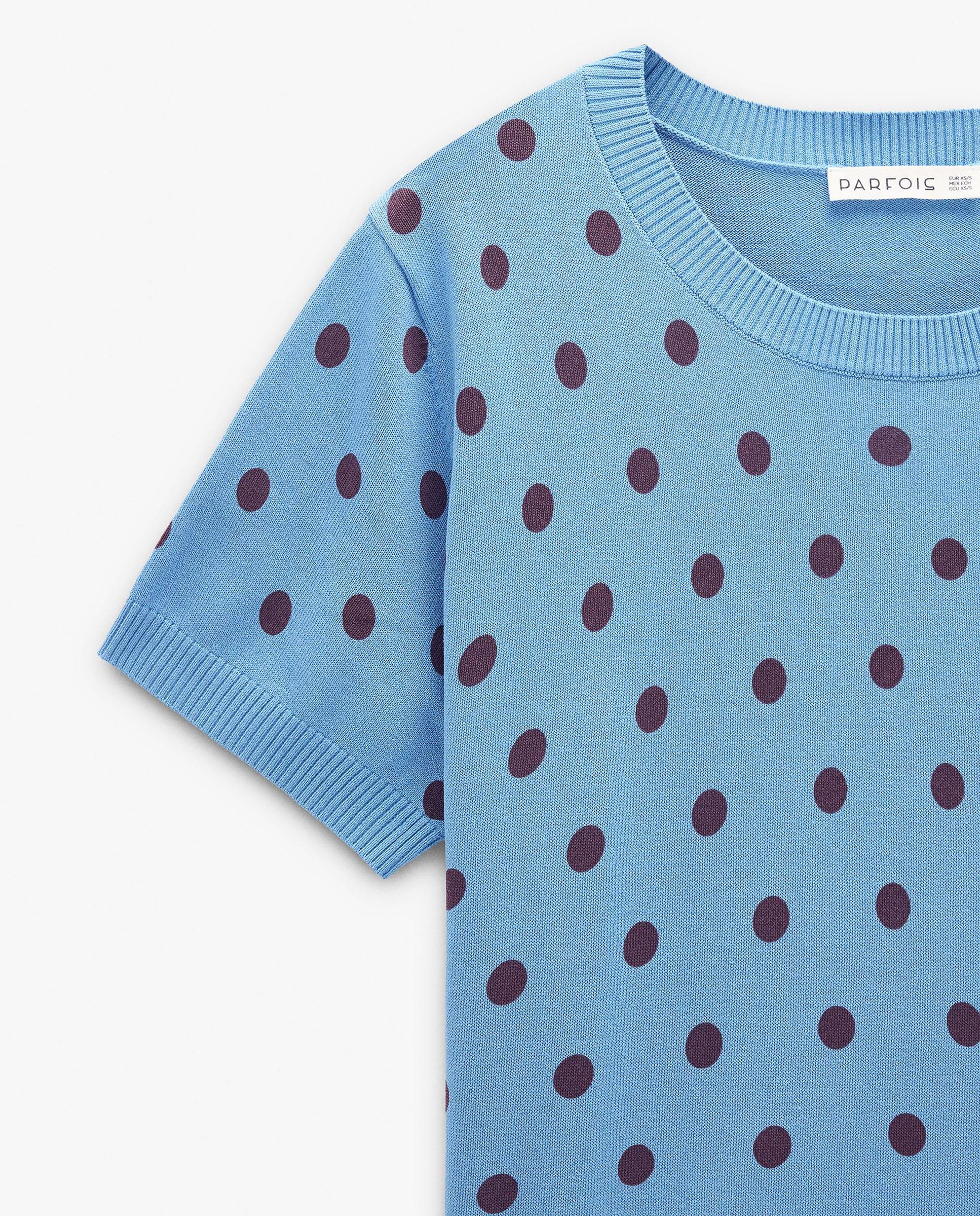 Jersey de mujer de punto de manga corta con estampado de lunares - Parfois - Azul Azul-5