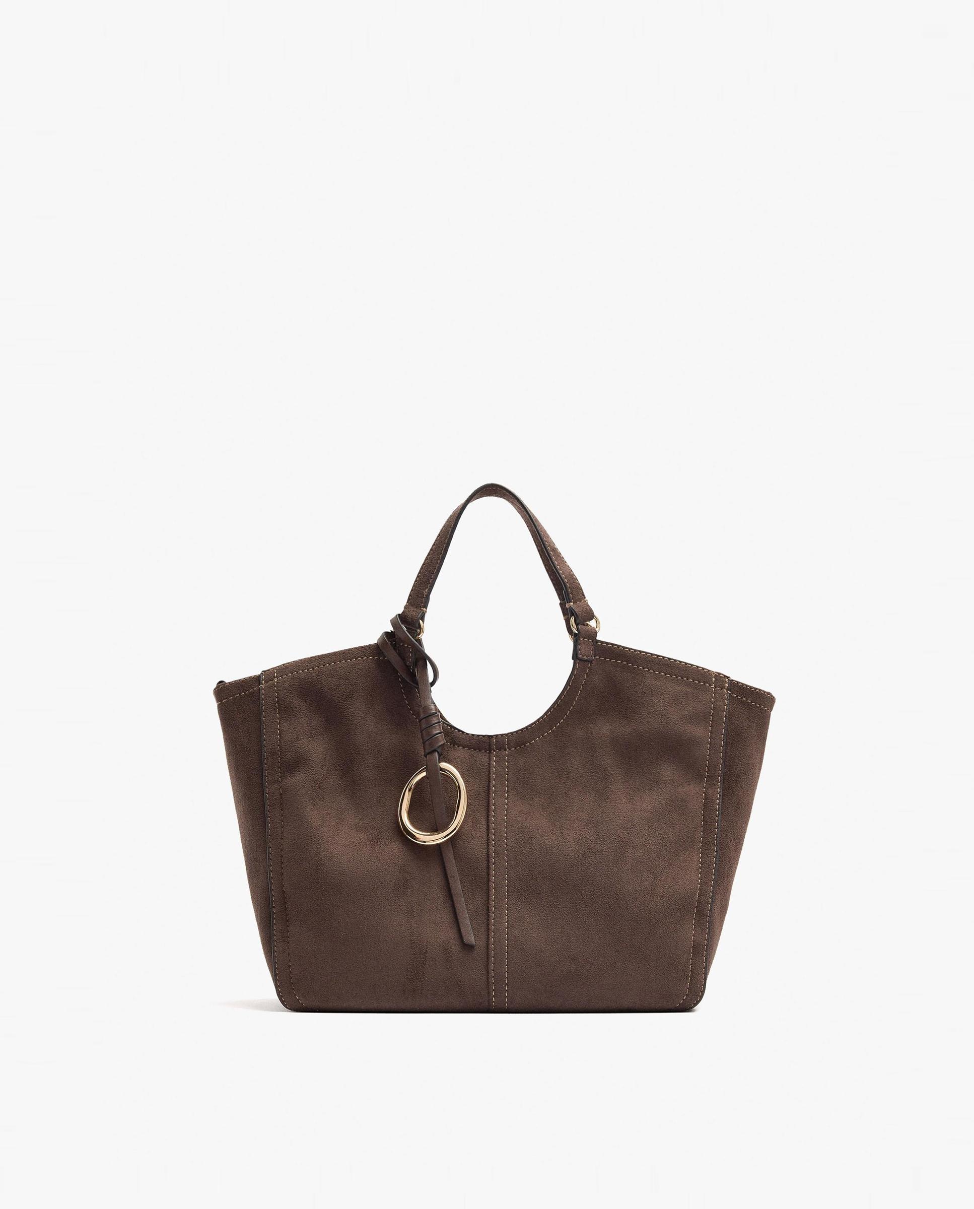 Bolso de mano estilo tote convertible a bandolera con cierre de cremallera en liso - Parfois - Marrón oscuro Marrón oscuro-1