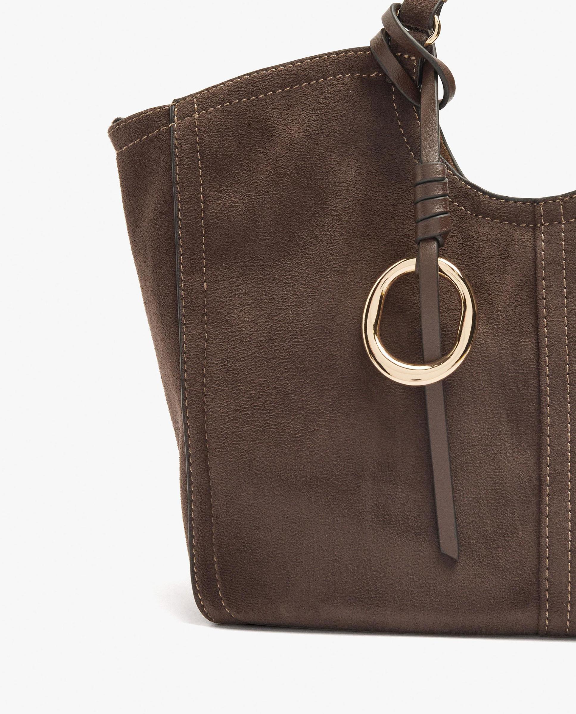 Bolso de mano estilo tote convertible a bandolera con cierre de cremallera en liso - Parfois - Marrón oscuro Marrón oscuro-3