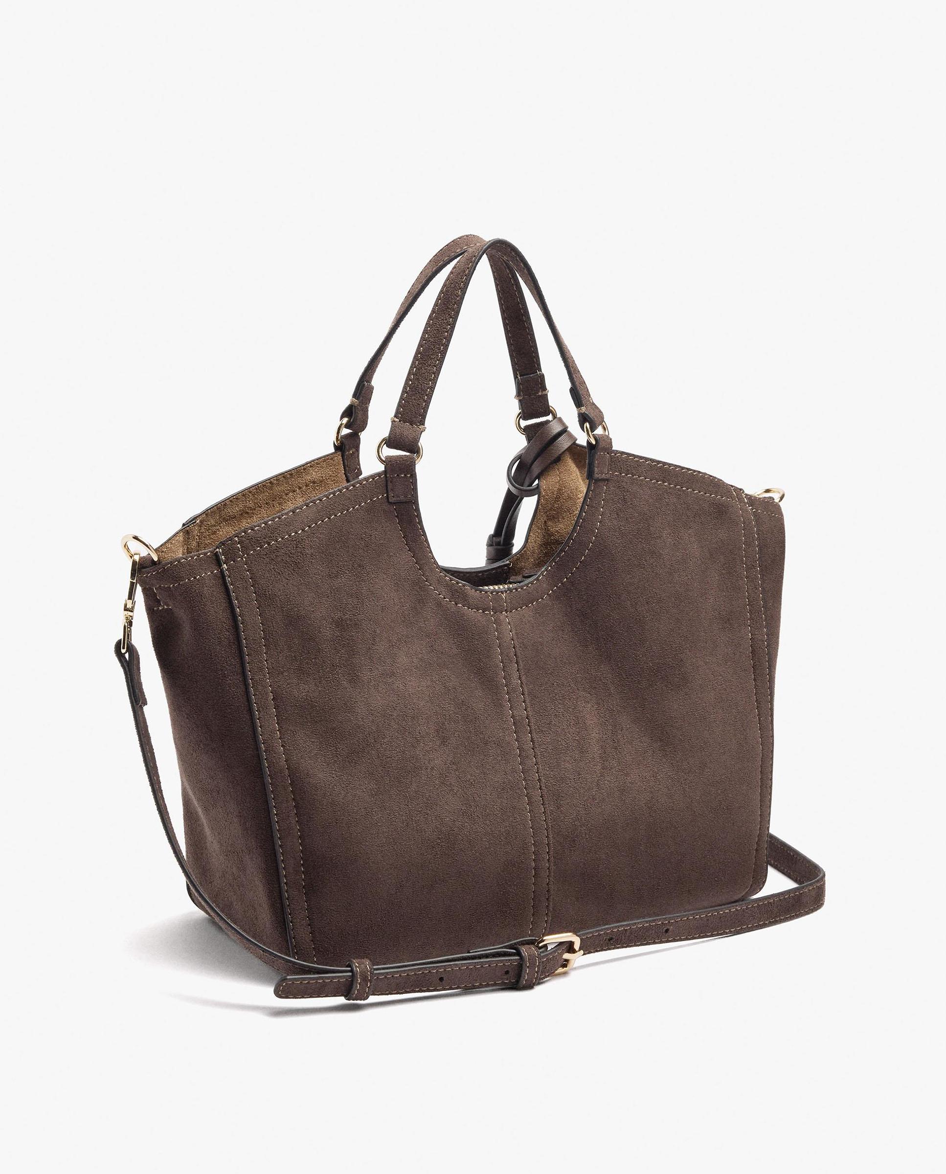 Bolso de mano estilo tote convertible a bandolera con cierre de cremallera en liso - Parfois - Marrón oscuro Marrón oscuro-2