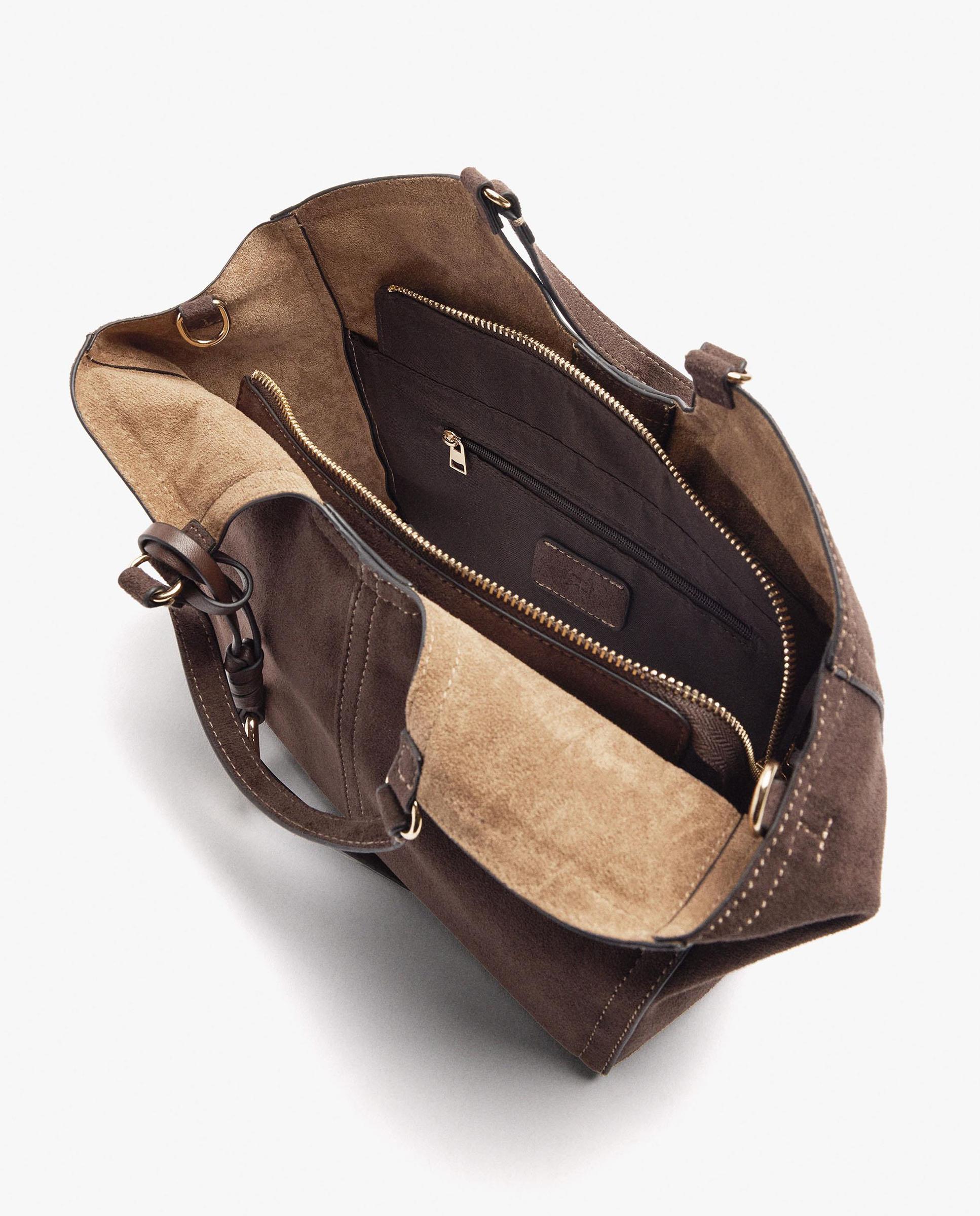 Bolso de mano estilo tote convertible a bandolera con cierre de cremallera en liso - Parfois - Marrón oscuro Marrón oscuro-4