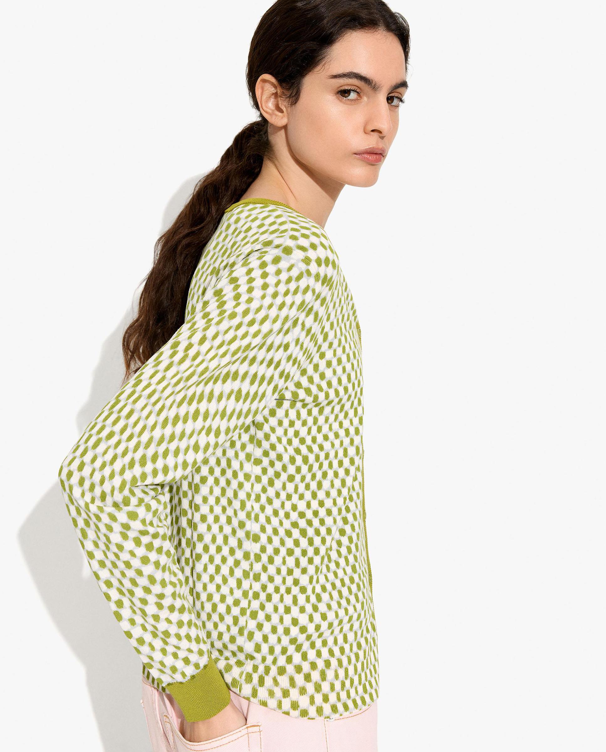 Cárdigan de mujer de punto con estampado vichy - Parfois - Verde Verde-3