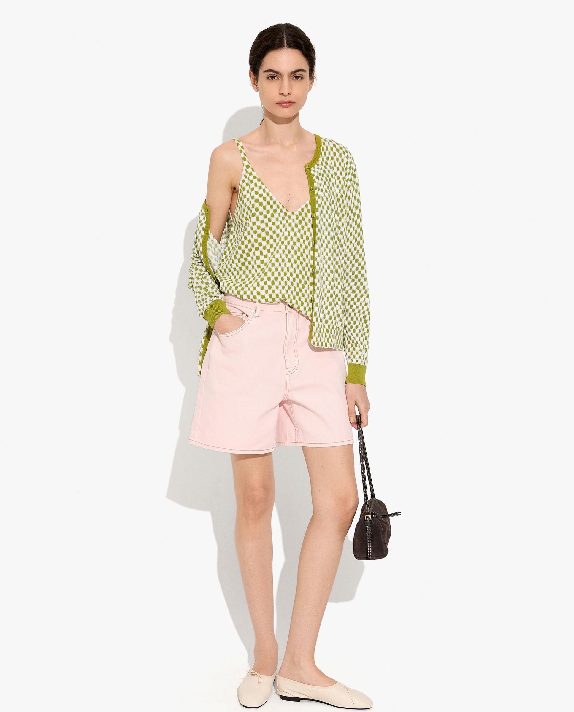 Cárdigan de mujer de punto con estampado vichy - Parfois - Verde Verde-5