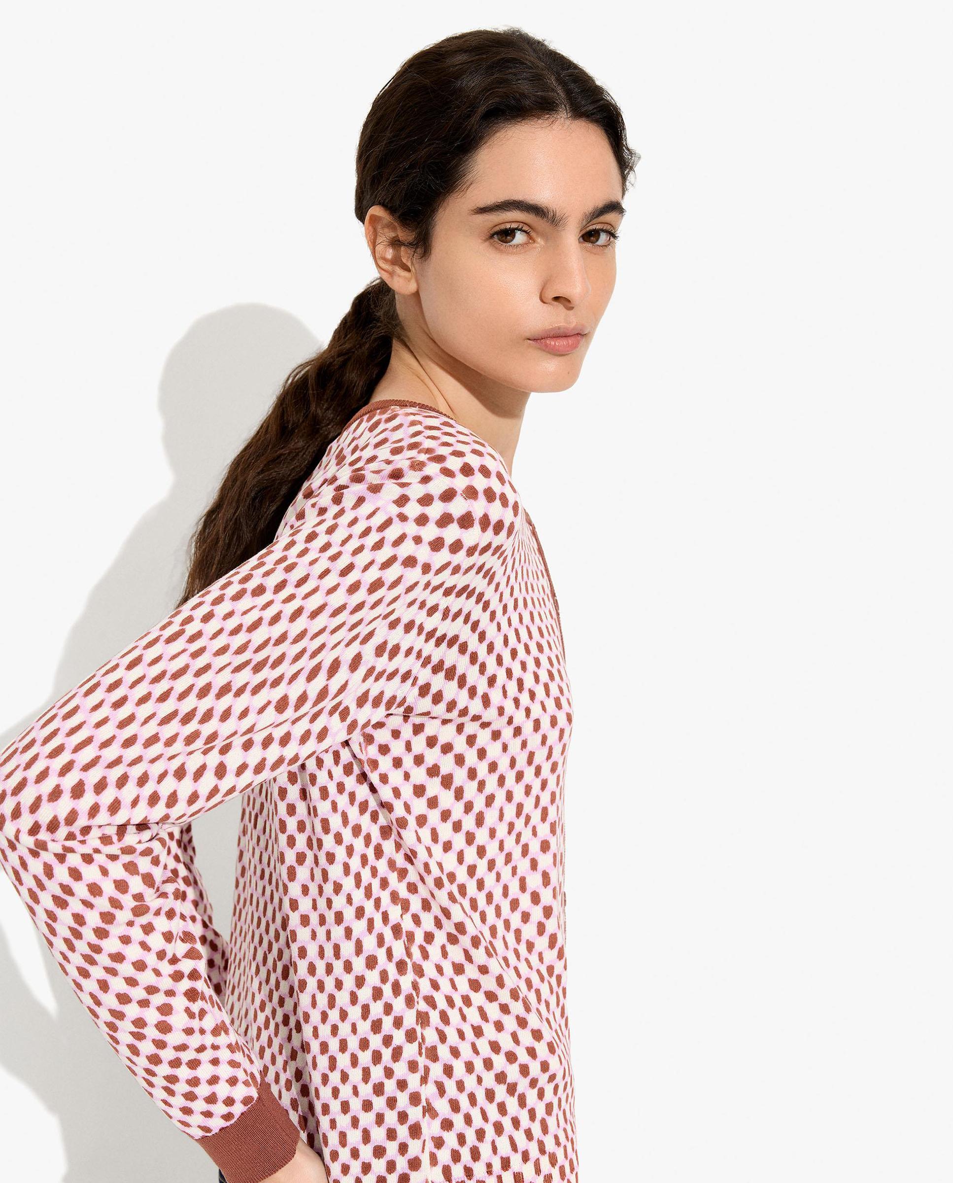Cárdigan de mujer de punto con estampado vichy - Parfois - Rosa Rosa-3