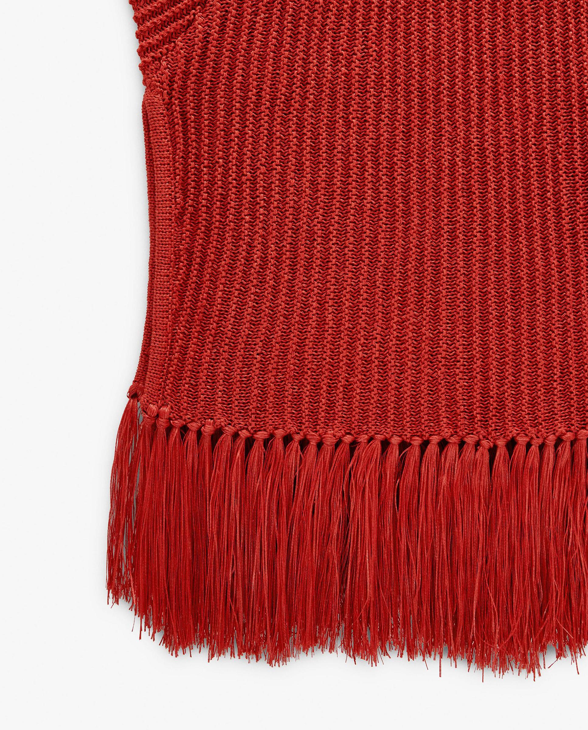 Top de mujer de punto sin mangas con flecos en el bajo - Parfois - Rojo Rojo-5