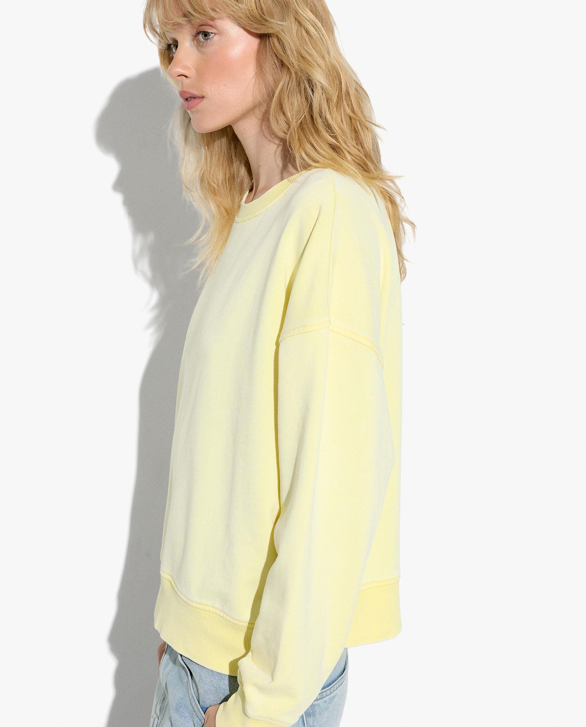 Sudadera de mujer 100% algodón de manga larga en liso - Parfois - Amarillo Amarillo-3