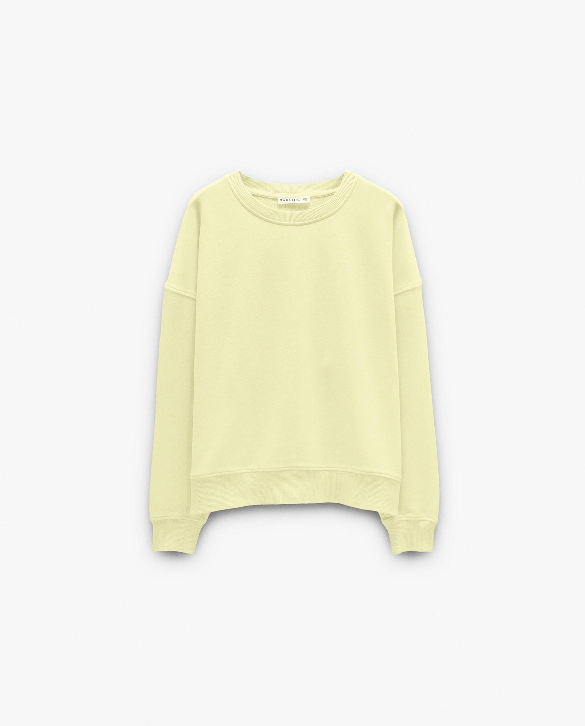 Sudadera de mujer 100% algodón de manga larga en liso - Parfois - Amarillo Amarillo-6