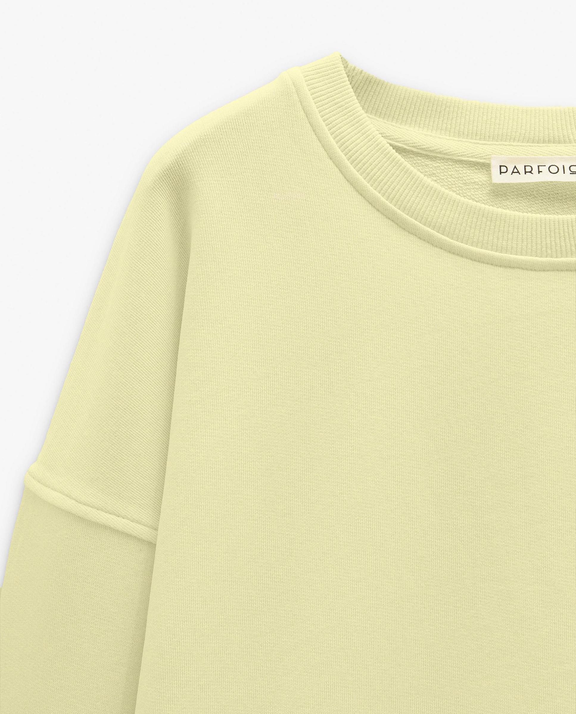 Sudadera de mujer 100% algodón de manga larga en liso - Parfois - Amarillo Amarillo-5