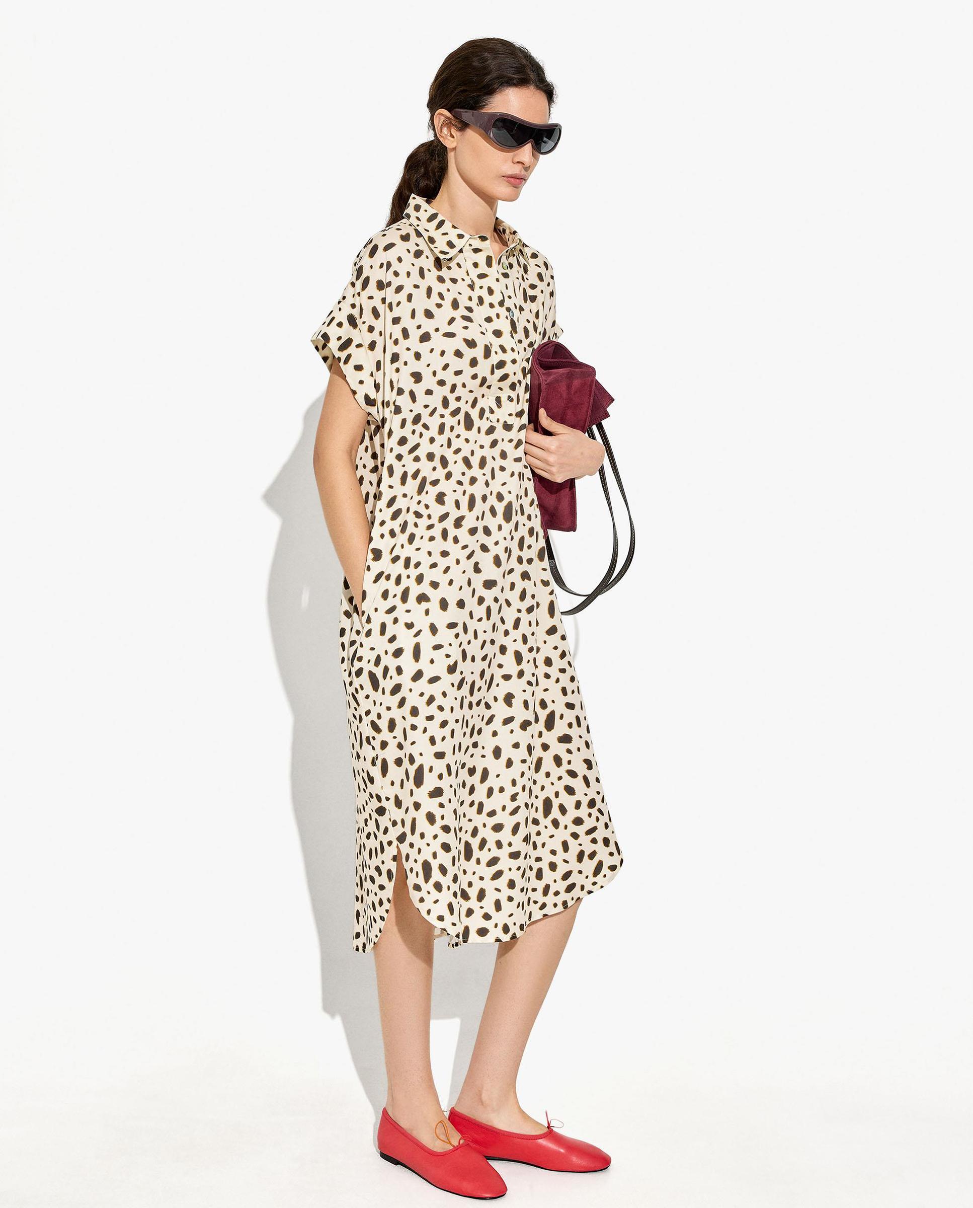 Vestido midi 100% liocel camisero con estampado animal print - Parfois - Multicolor Multicolor-1