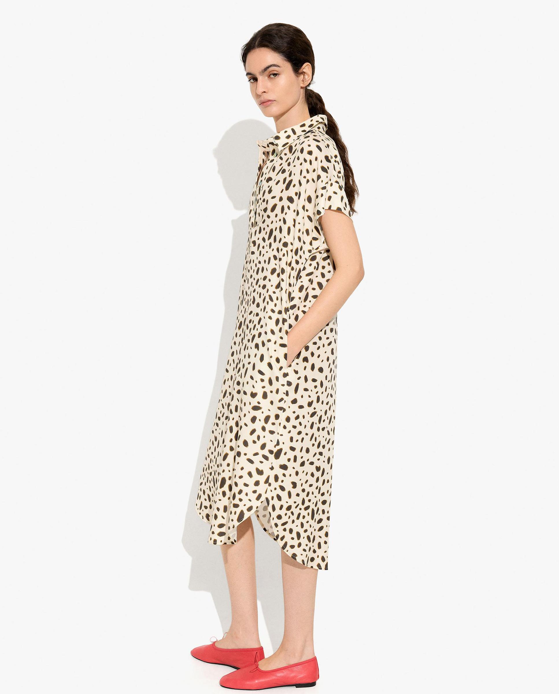 Vestido midi 100% liocel camisero con estampado animal print - Parfois - Multicolor Multicolor-4