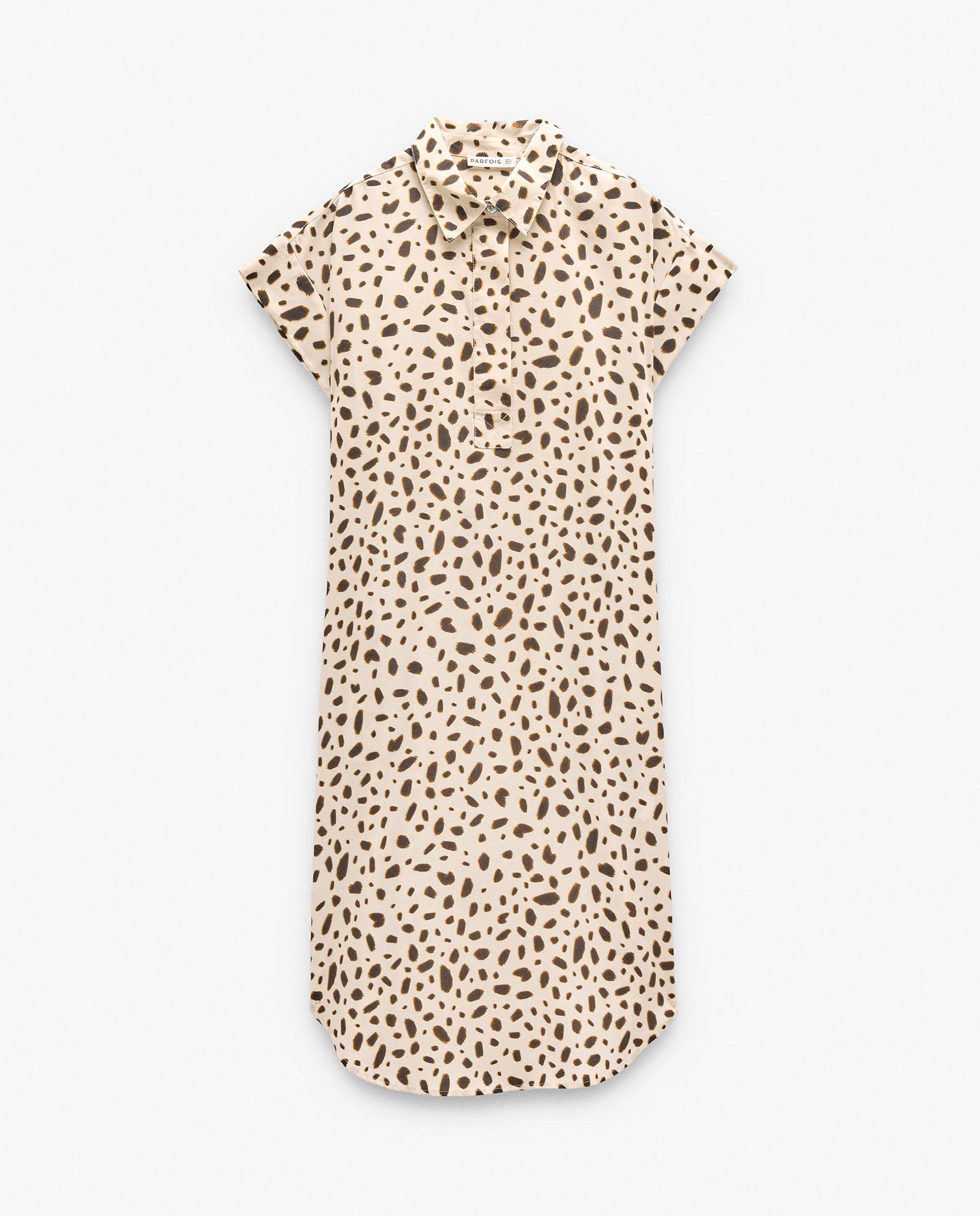 Vestido midi 100% liocel camisero con estampado animal print - Parfois - Multicolor Multicolor-6