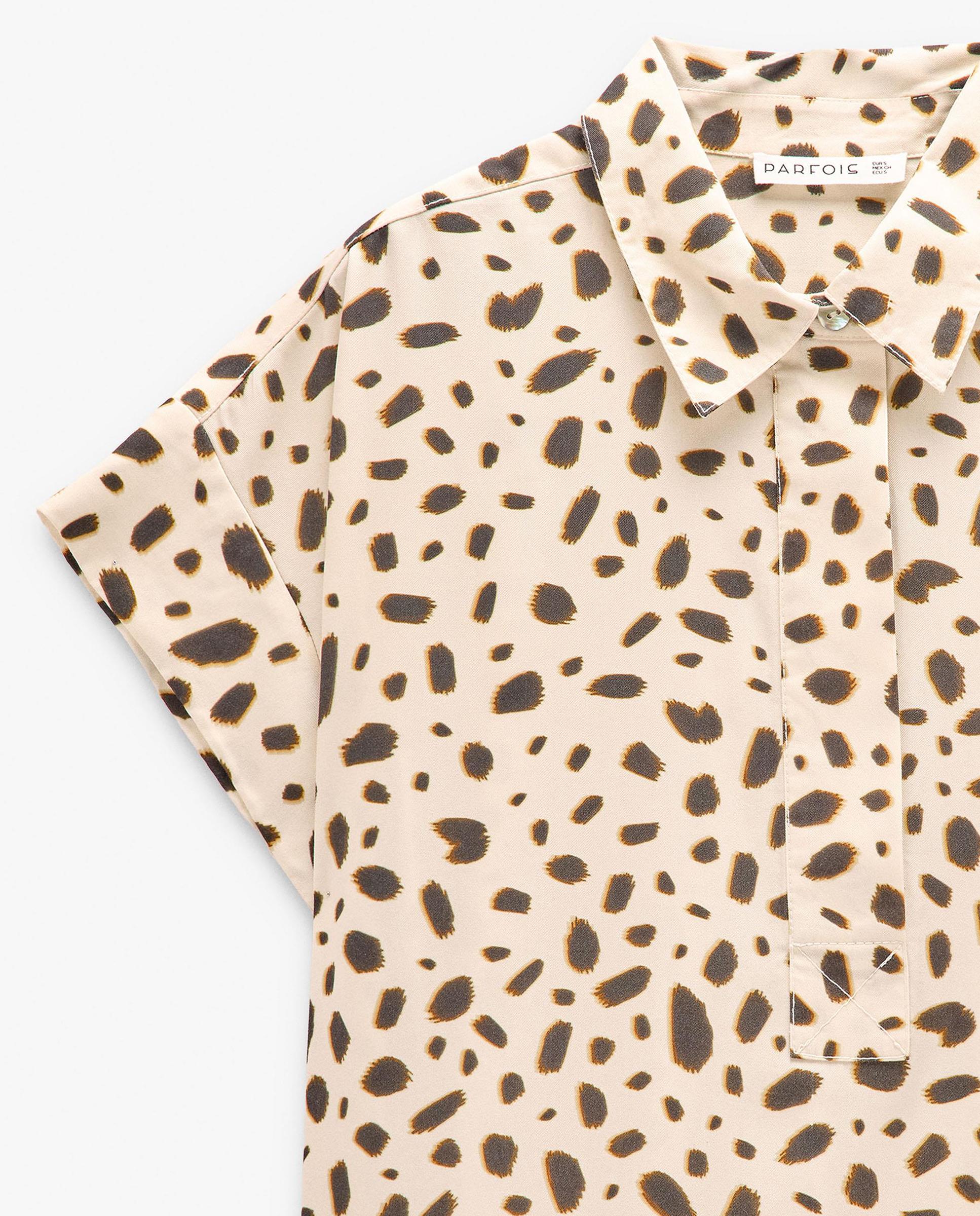 Vestido midi 100% liocel camisero con estampado animal print - Parfois - Multicolor Multicolor-5