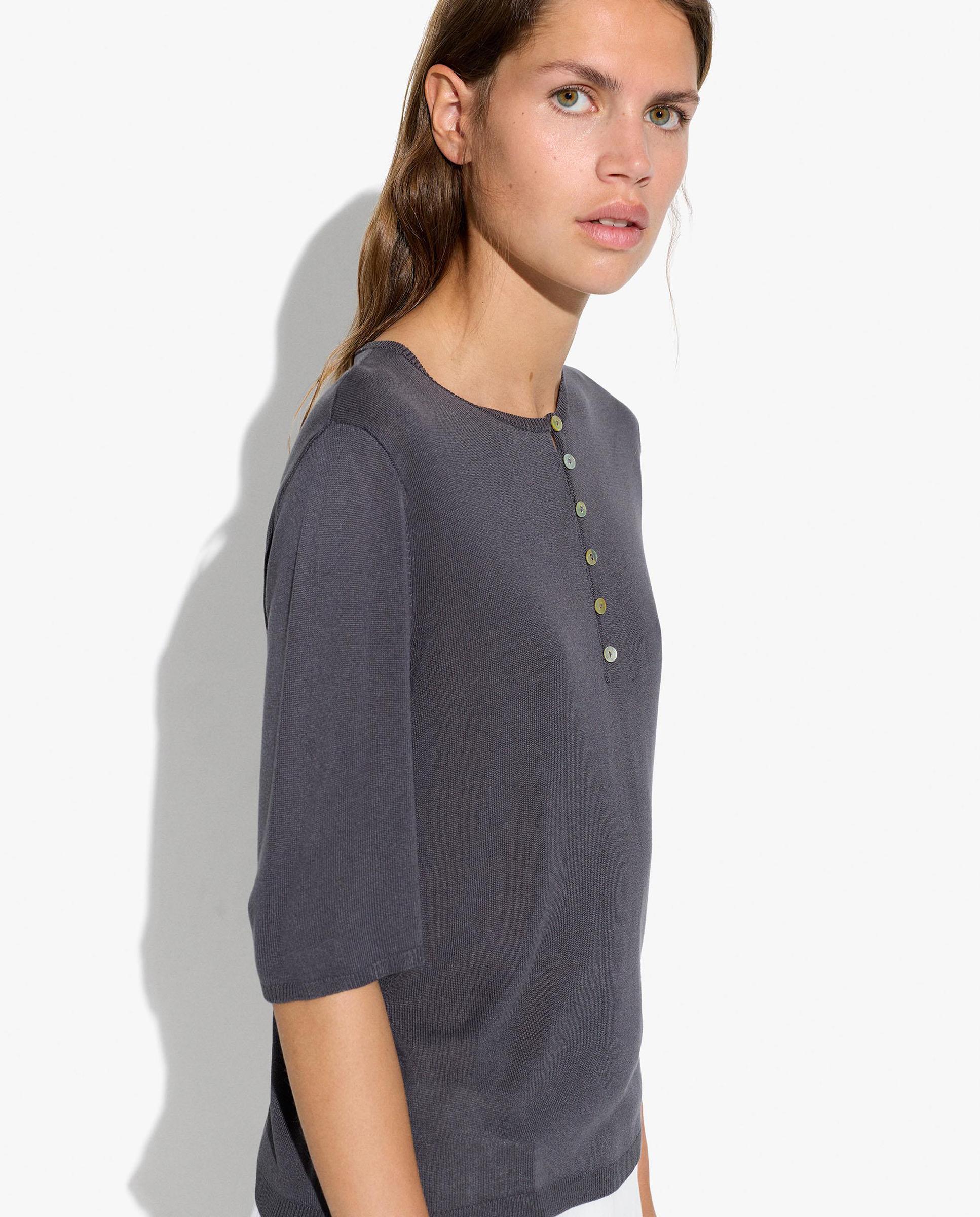 Jersey de mujer 100% viscosa de punto con botones - Parfois - Gris oscuro Gris oscuro-3