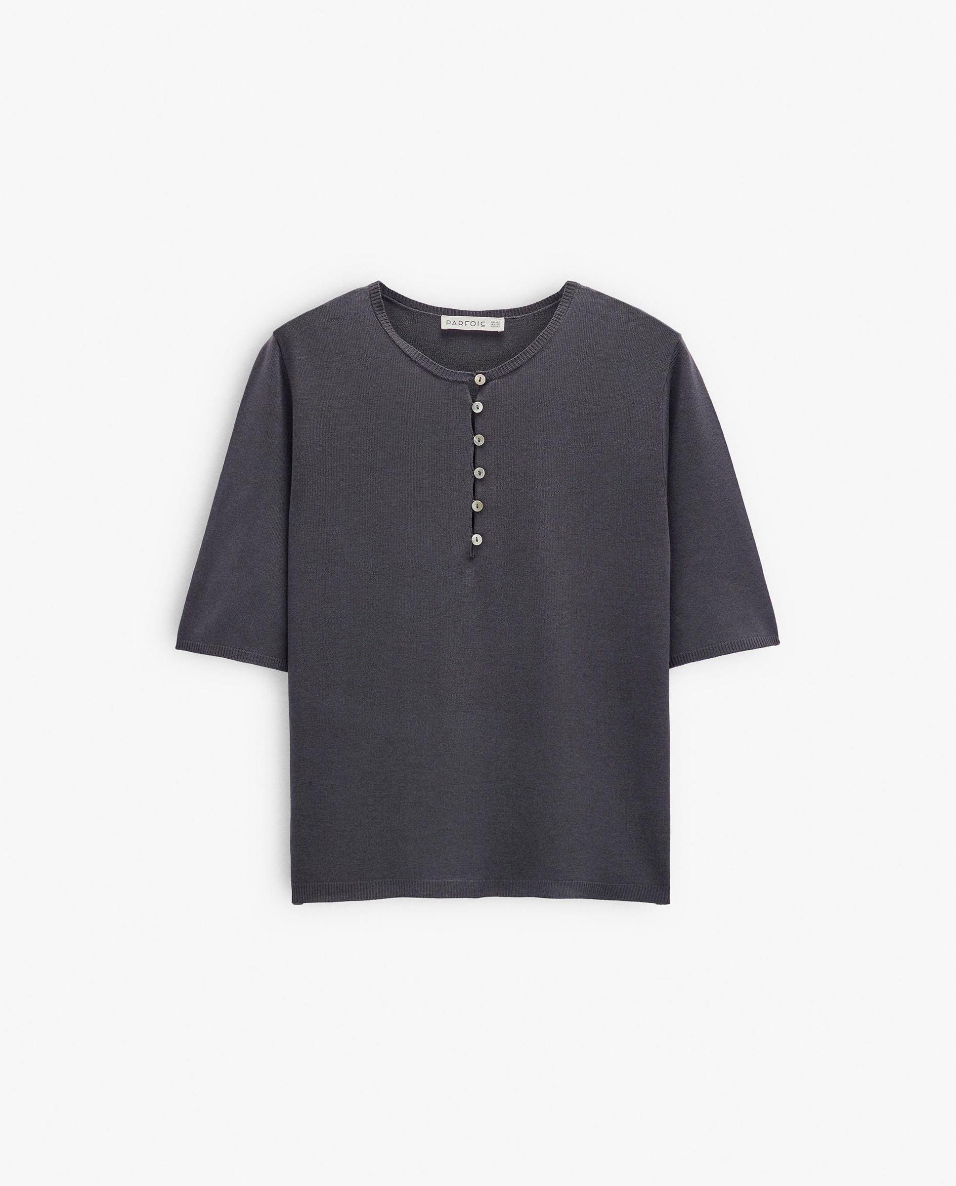 Jersey de mujer 100% viscosa de punto con botones - Parfois - Gris oscuro Gris oscuro-6