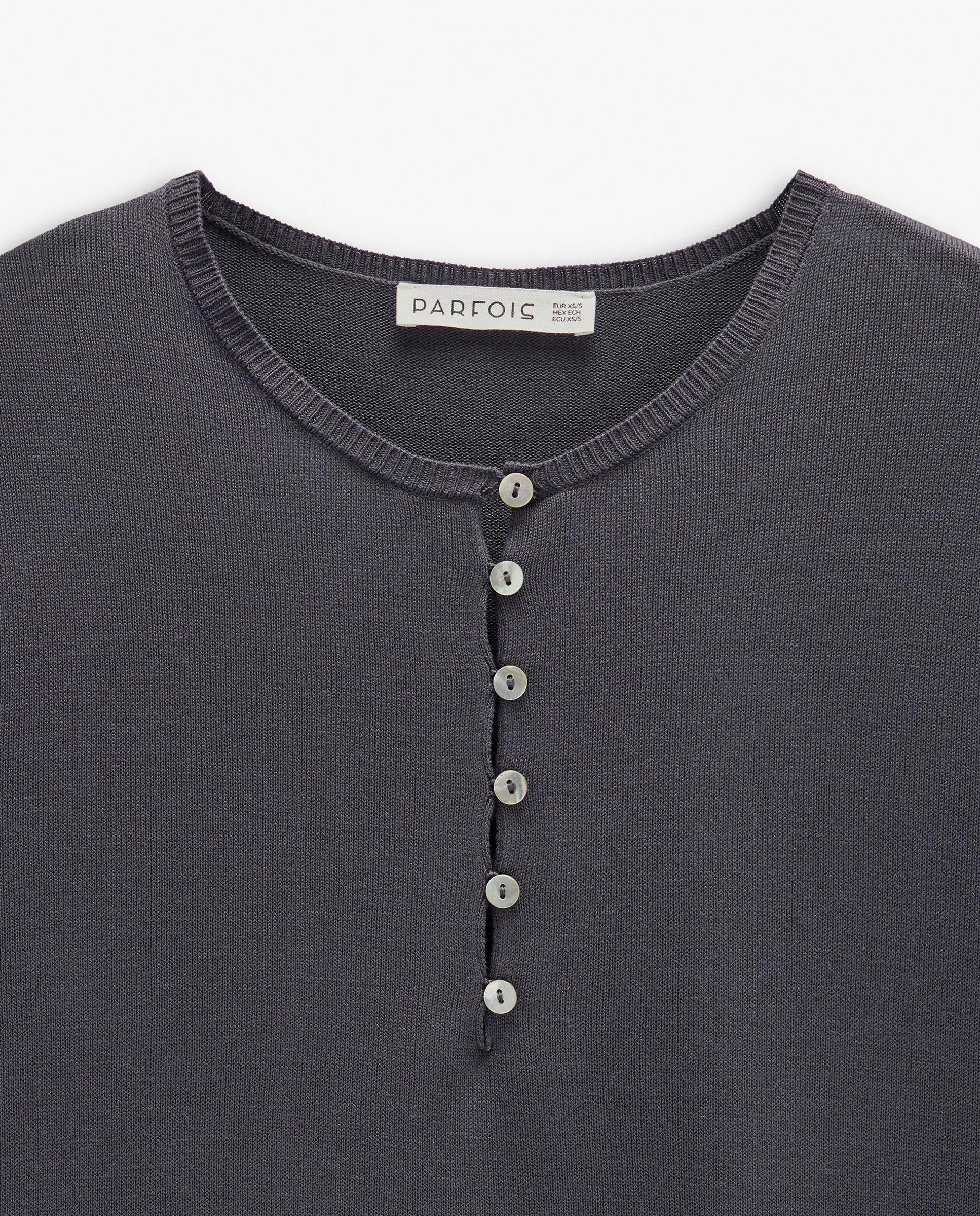 Jersey de mujer 100% viscosa de punto con botones - Parfois - Gris oscuro Gris oscuro-5