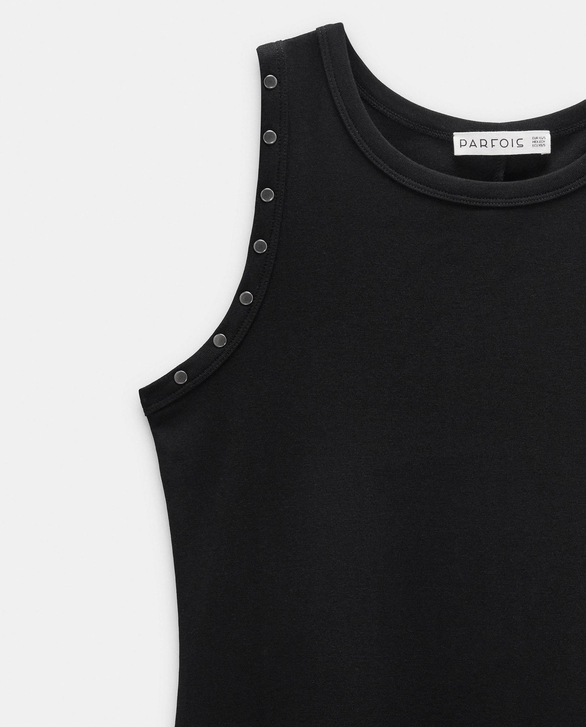Vestido midi con tachuelas en liso - Parfois - Negro Negro-6