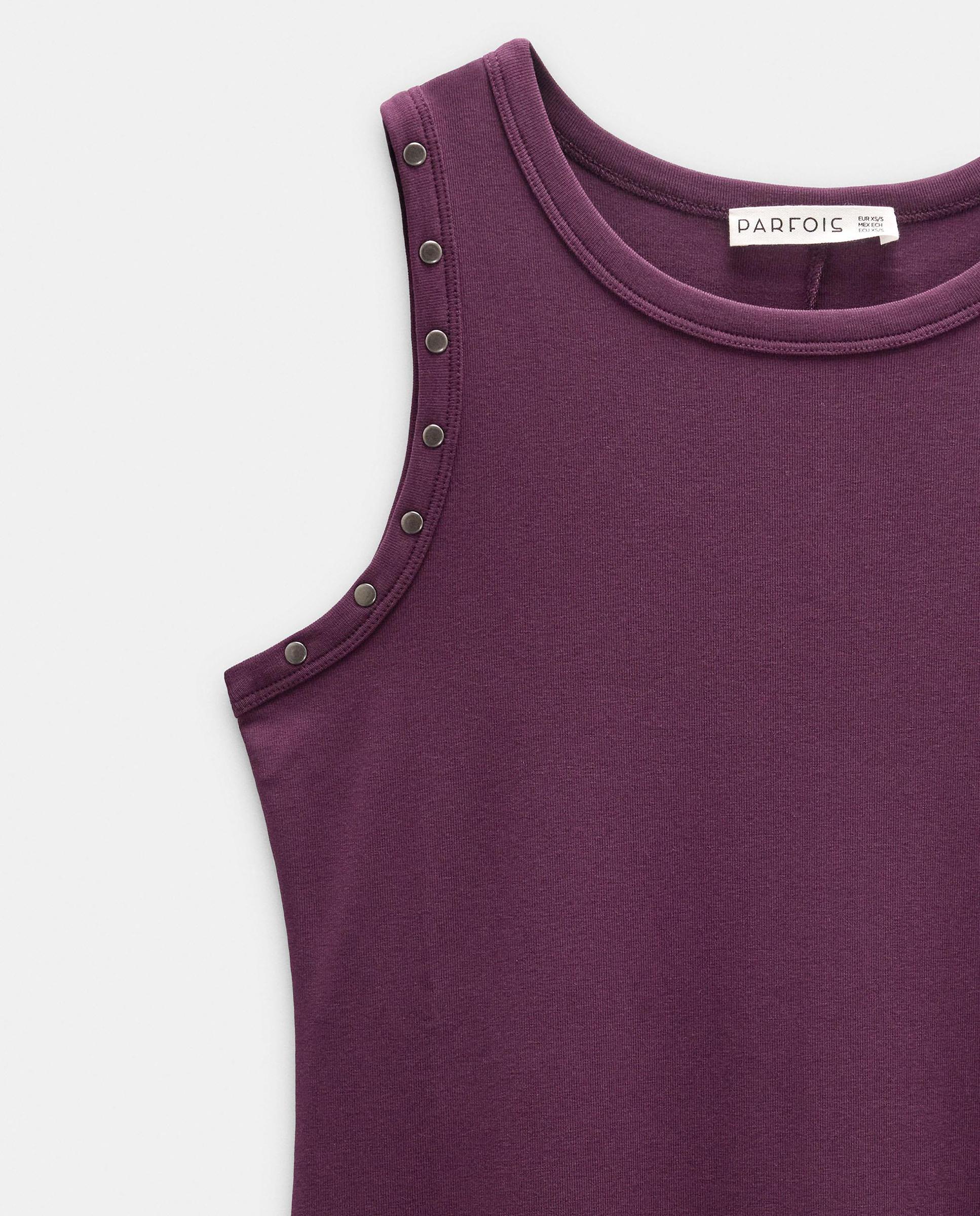 Vestido midi con tachuelas en liso - Parfois - Morado Morado-4