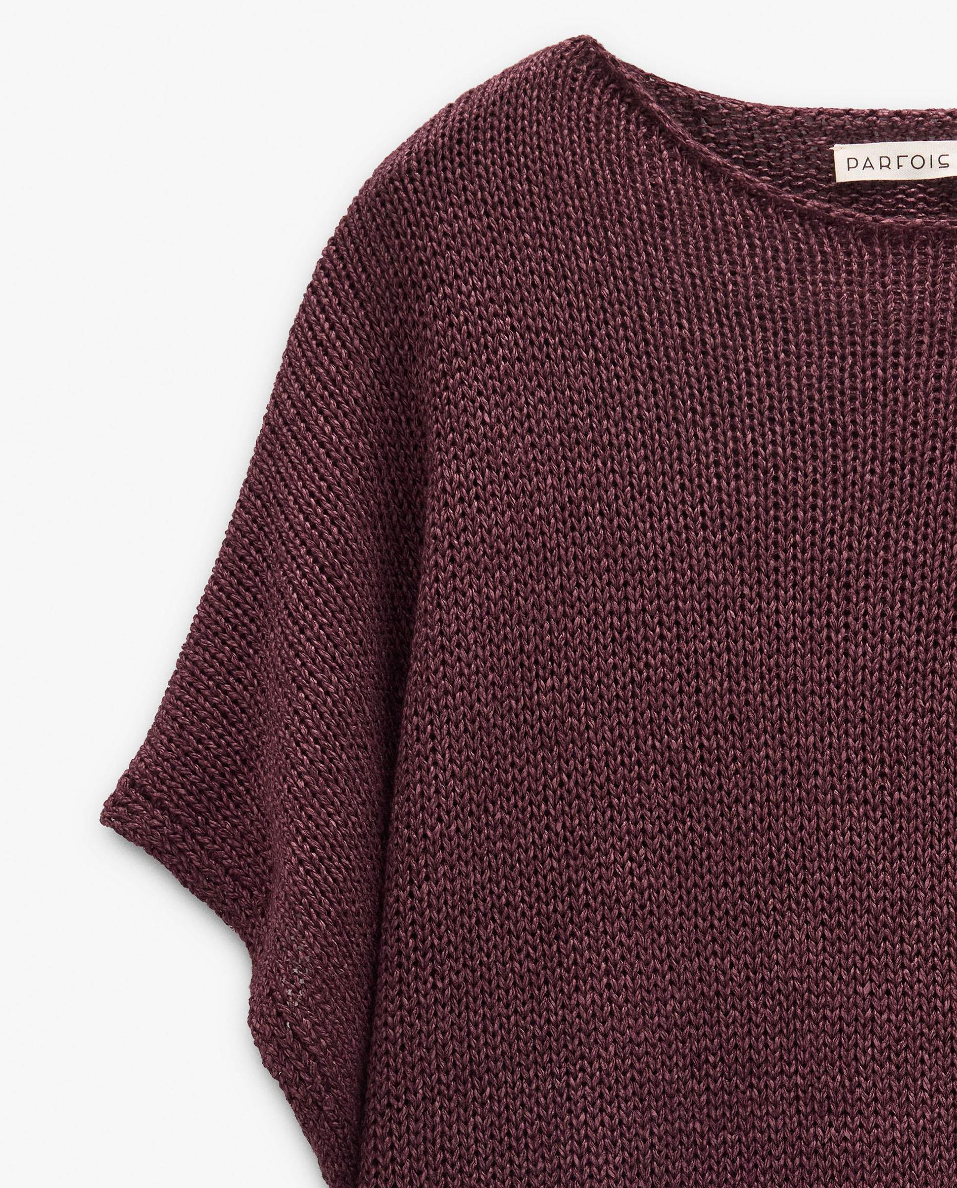 Blusa de mujer de punto con cuello barco en liso - Parfois - Burdeos Burdeos-5