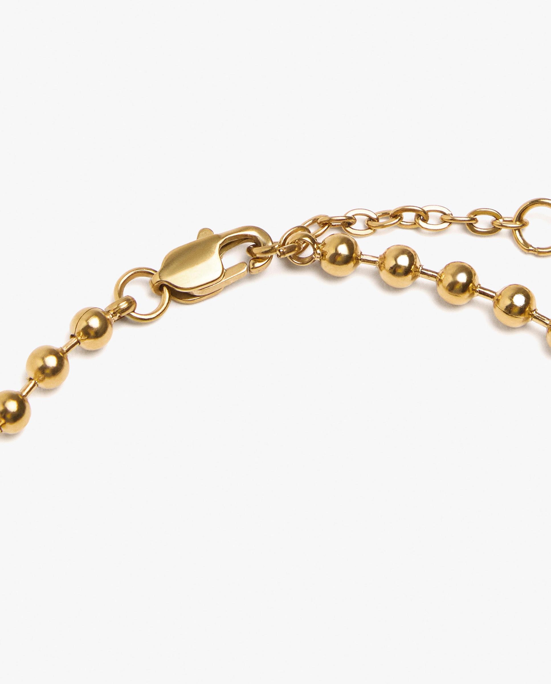 Pulsera de acero inoxidable con cuentas decorativas - Parfois - Dorado Dorado-3