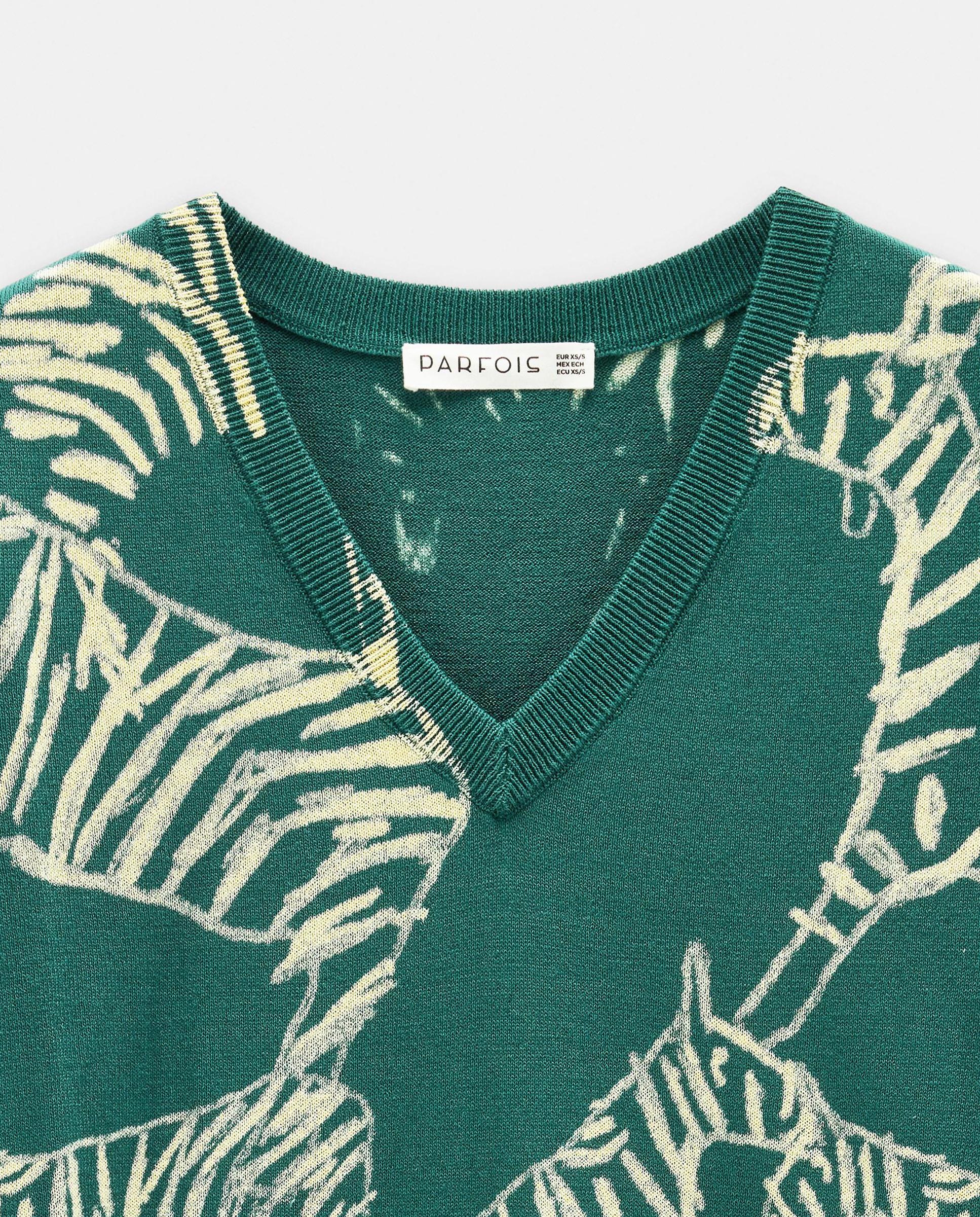 Jersey de mujer de punto de manga corta con estampado de animales - Parfois - Verde Verde-5