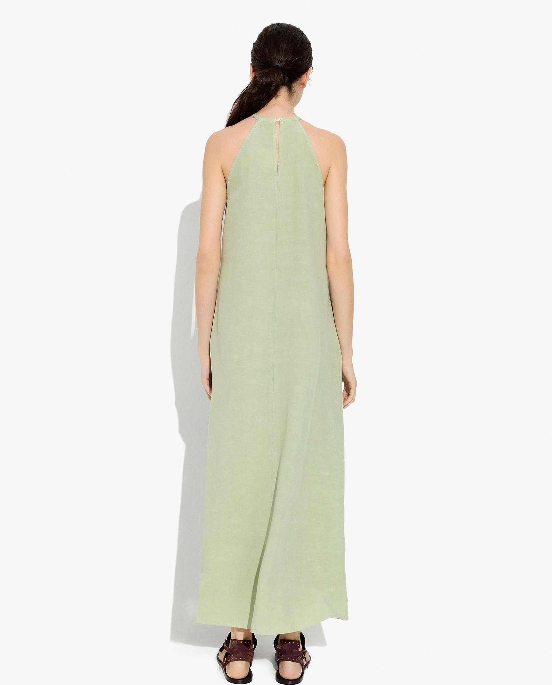 Vestido largo con cuello halter en liso - Parfois - Verde Verde-3