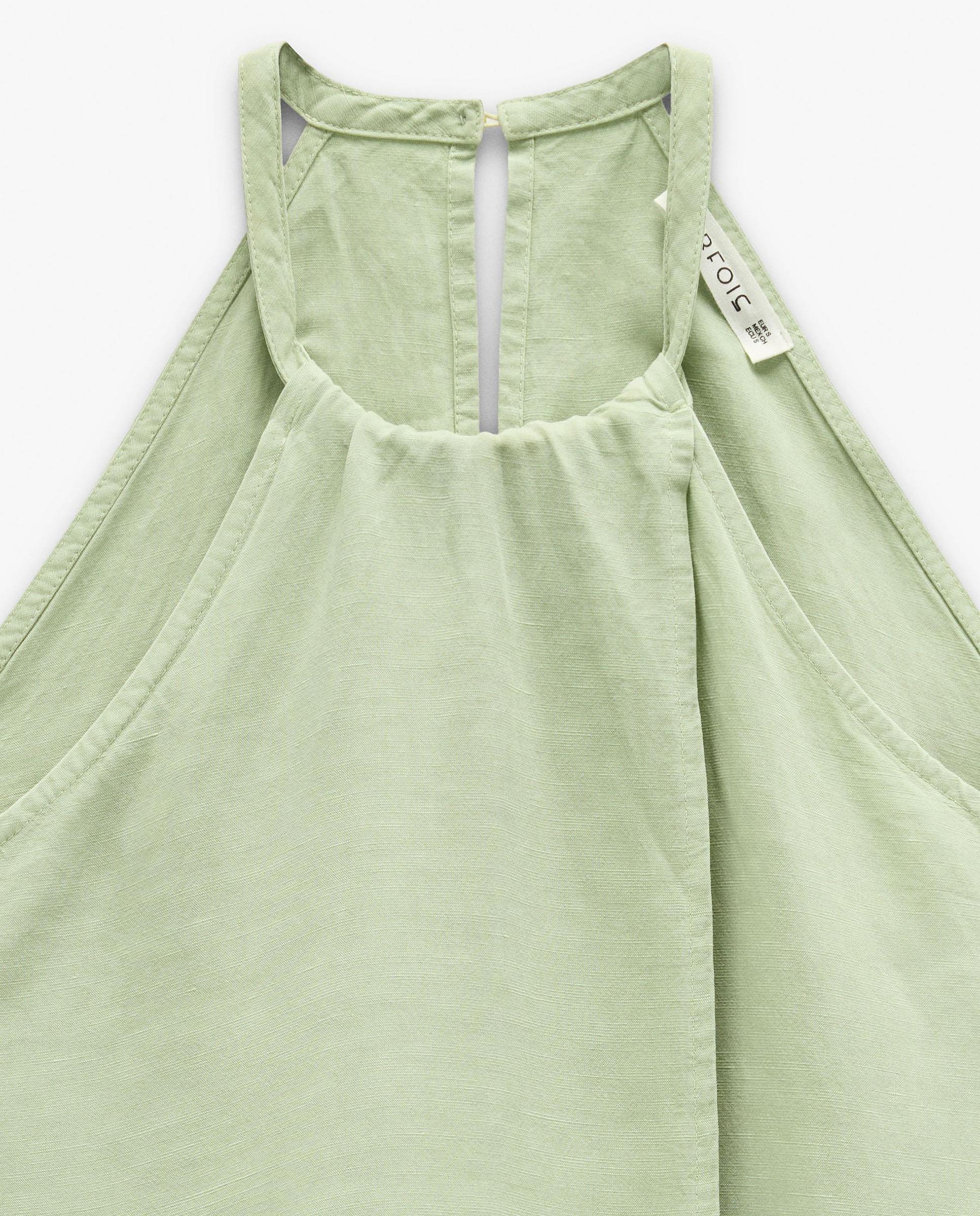 Vestido largo con cuello halter en liso - Parfois - Verde Verde-5