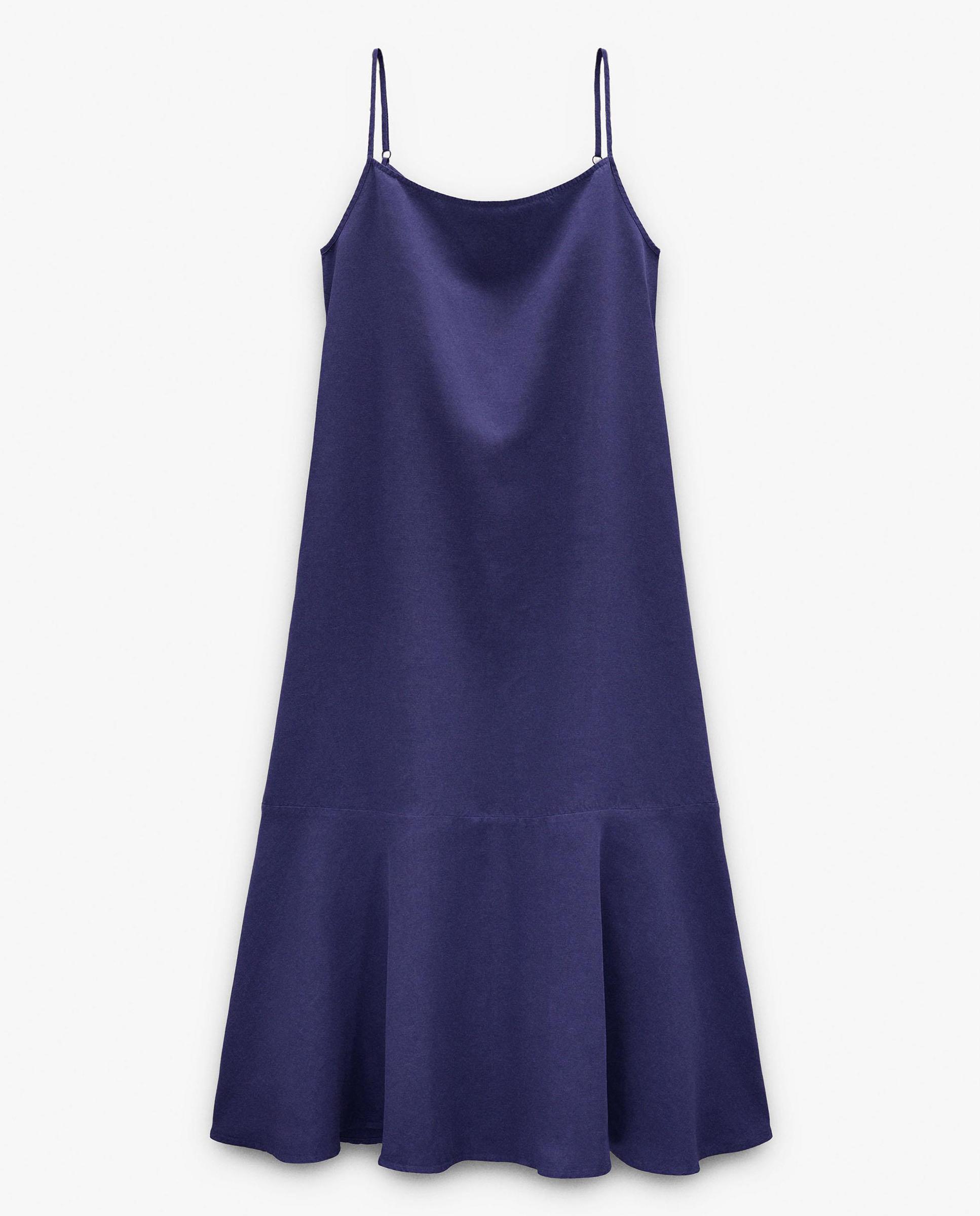 Vestido largo de tirantes en liso - Parfois - Azul marino Azul marino-5