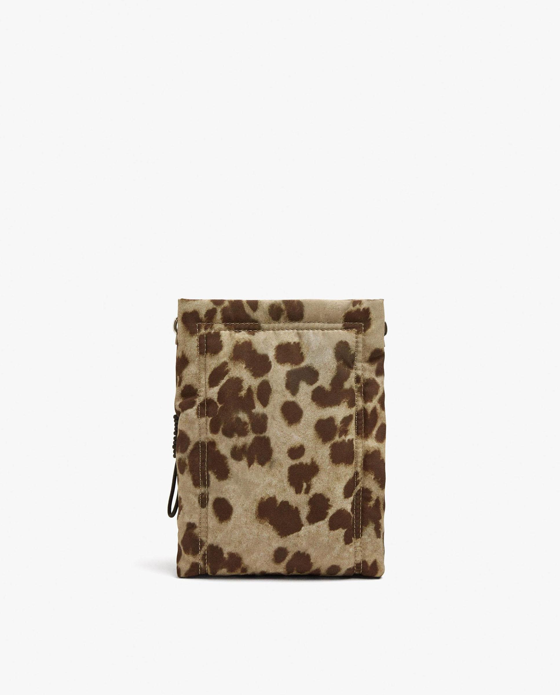 Bandolera de mujer con cierre de cremallera y estampado animal print - Parfois - Marrón Marrón-1
