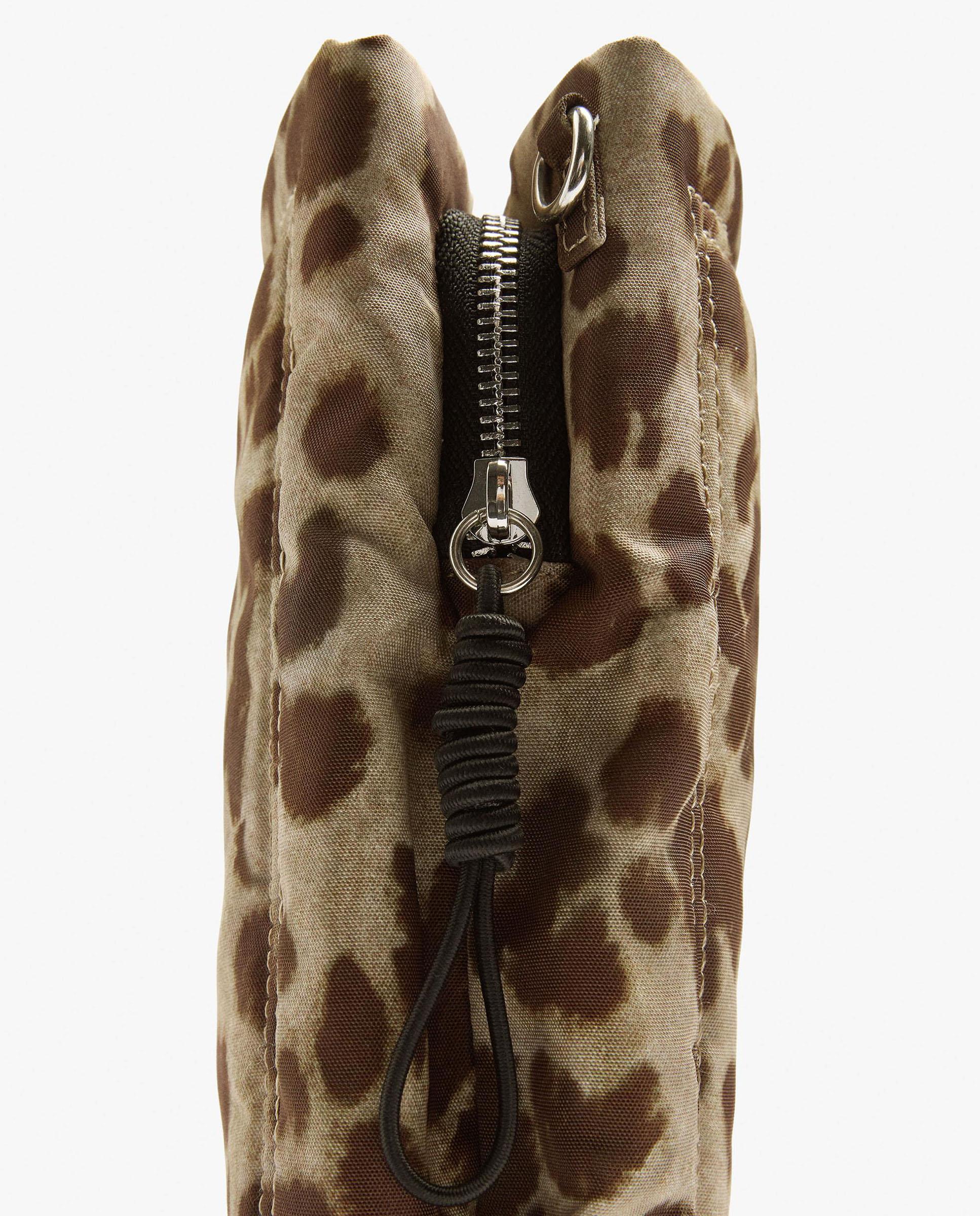 Bandolera de mujer con cierre de cremallera y estampado animal print - Parfois - Marrón Marrón-3